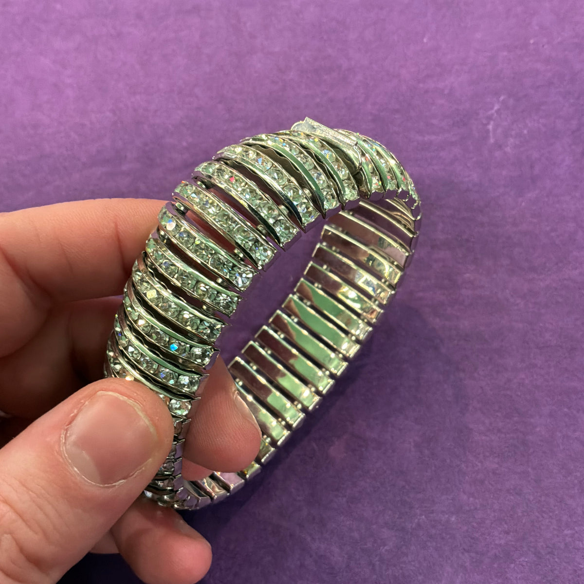 Vintage Butler & Wilson Silver Tone Crystal Bangle Bracelet Statement Jewellery