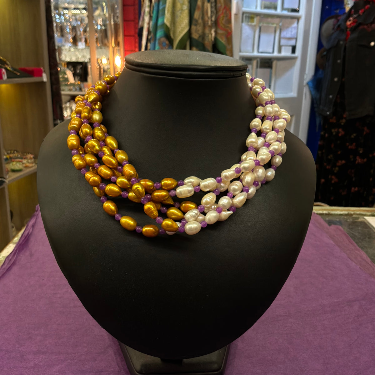 Vintage Butler & Wilson Two Tone Freshwater Pearl Multistrand Necklace