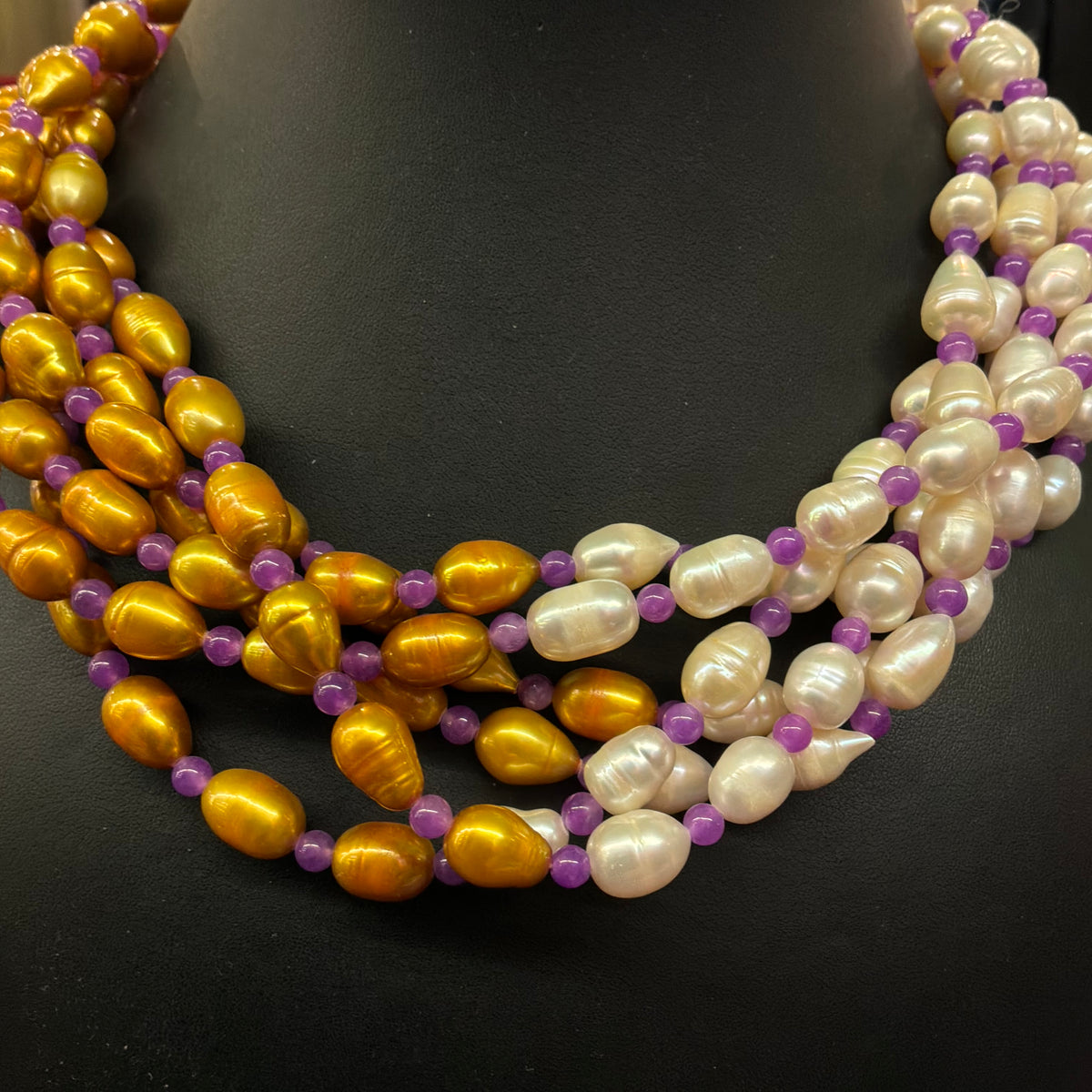 Vintage Butler & Wilson Two Tone Freshwater Pearl Multistrand Necklace