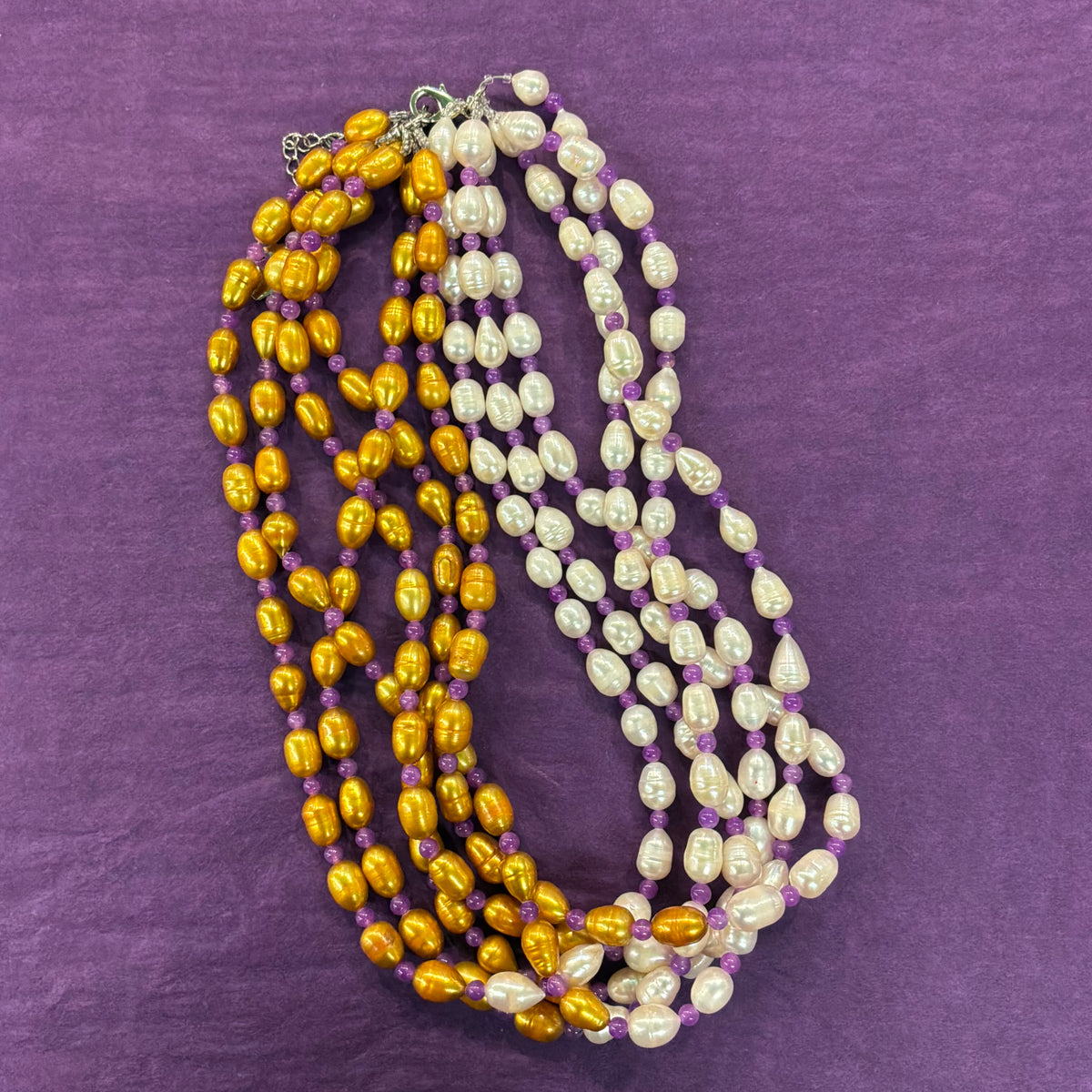 Vintage Butler & Wilson Two Tone Freshwater Pearl Multistrand Necklace