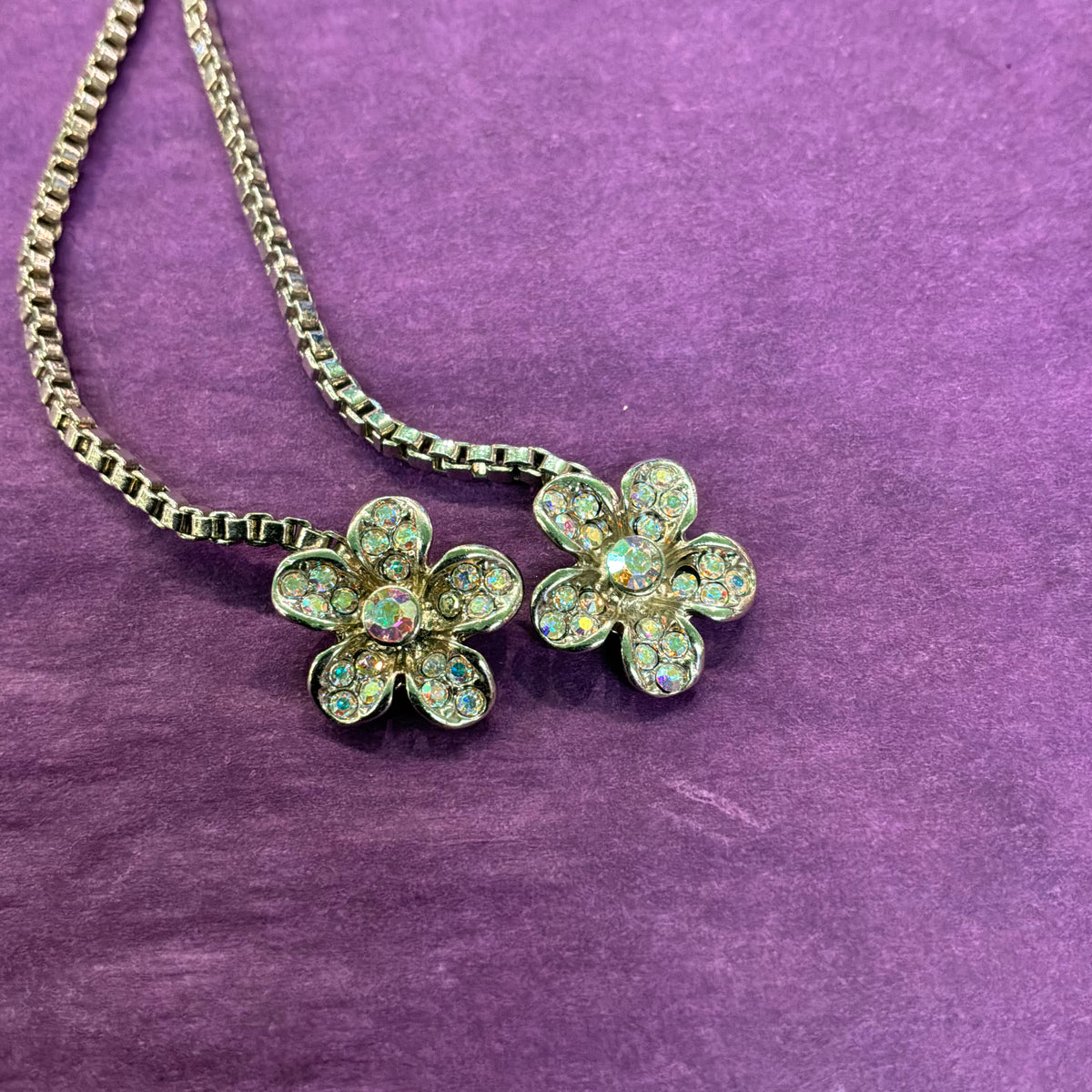 Vintage Butler & Wilson Aurora Borealis Crystal Butterfly Lariat Necklace