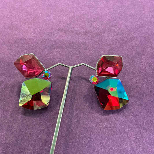 Vintage Butler and Wilson Earrings, Irregular Geometric Statement Crystal Earrings