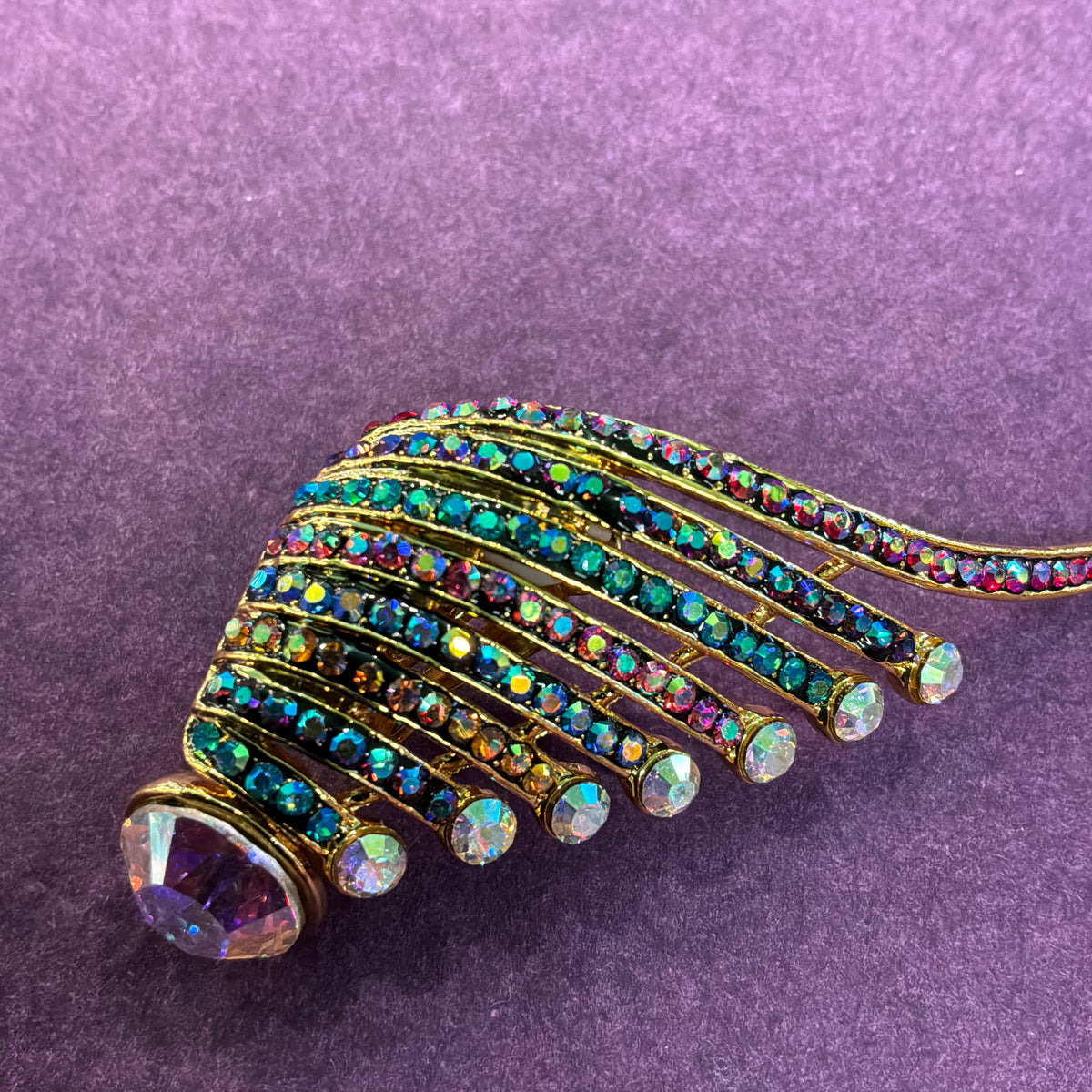 Vintage Butler and Wilson Clip On Earrings, Art Deco Crystal Wing/Fan Design