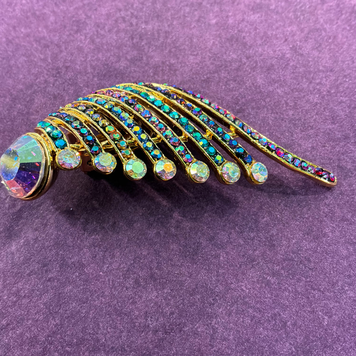 Vintage Butler and Wilson Clip On Earrings, Art Deco Crystal Wing/Fan Design