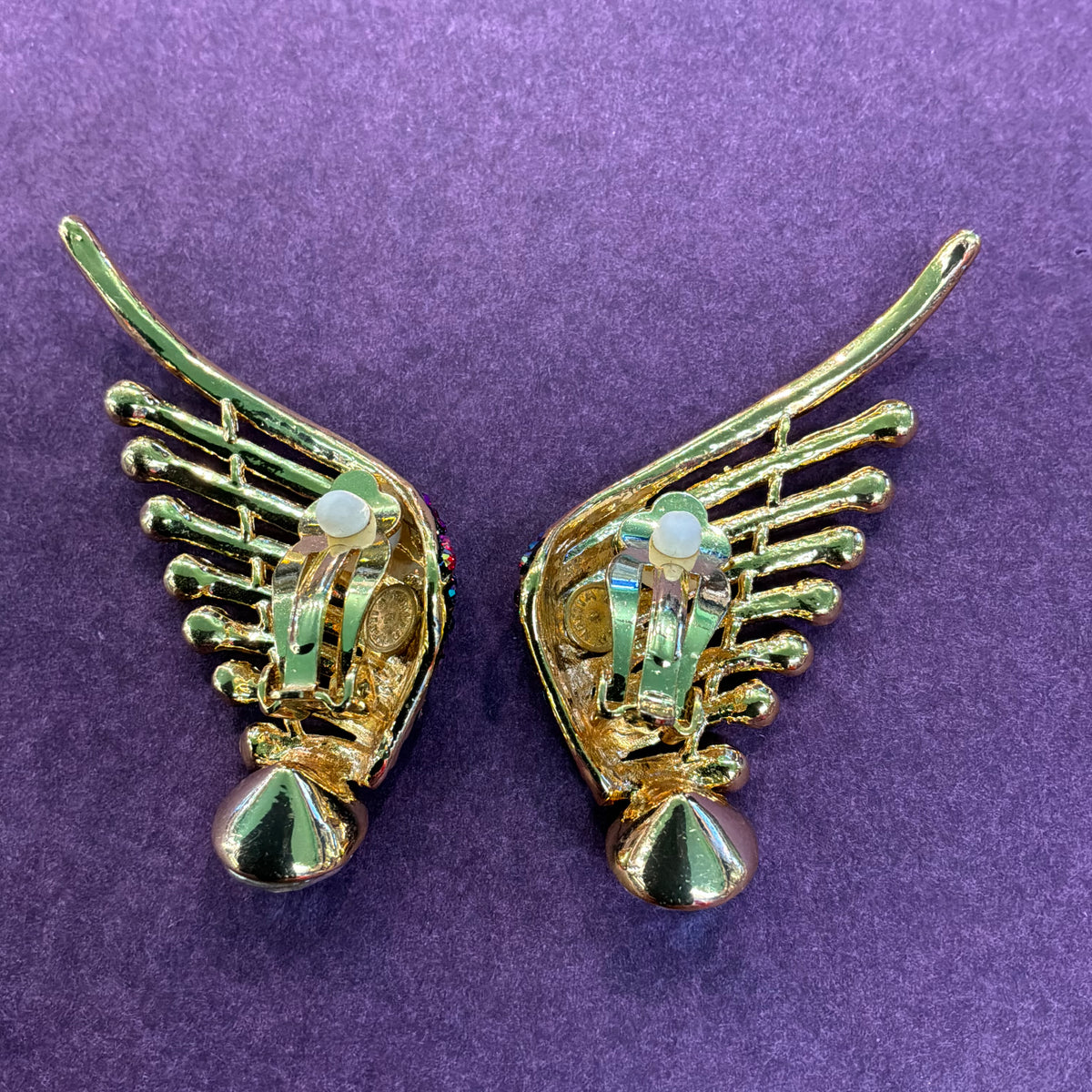 Vintage Butler and Wilson Clip On Earrings, Art Deco Crystal Wing/Fan Design