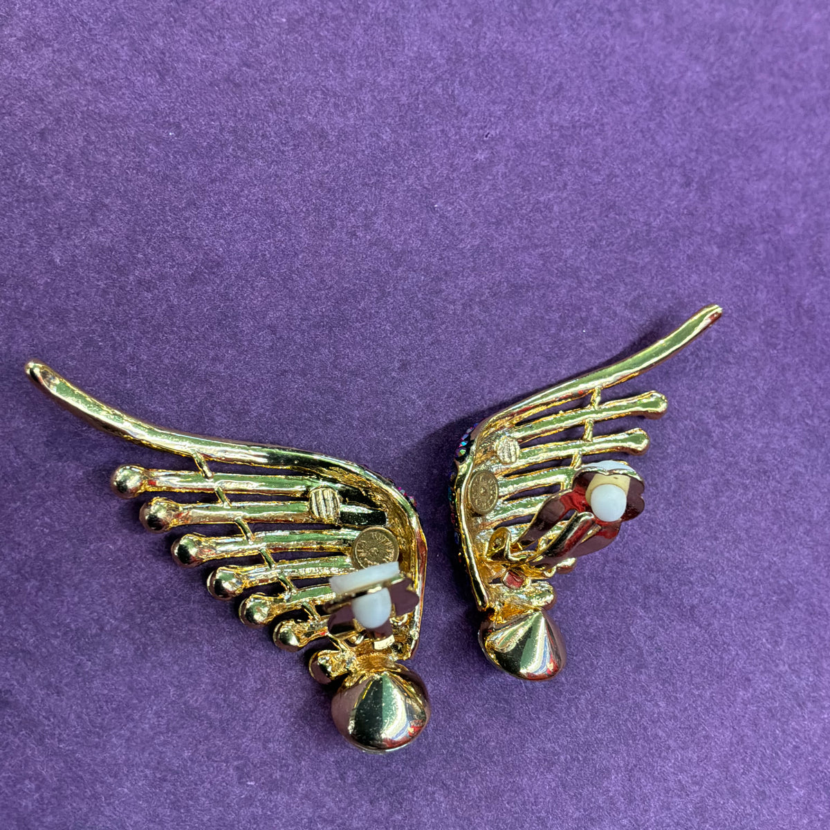 Vintage Butler and Wilson Clip On Earrings, Art Deco Crystal Wing/Fan Design