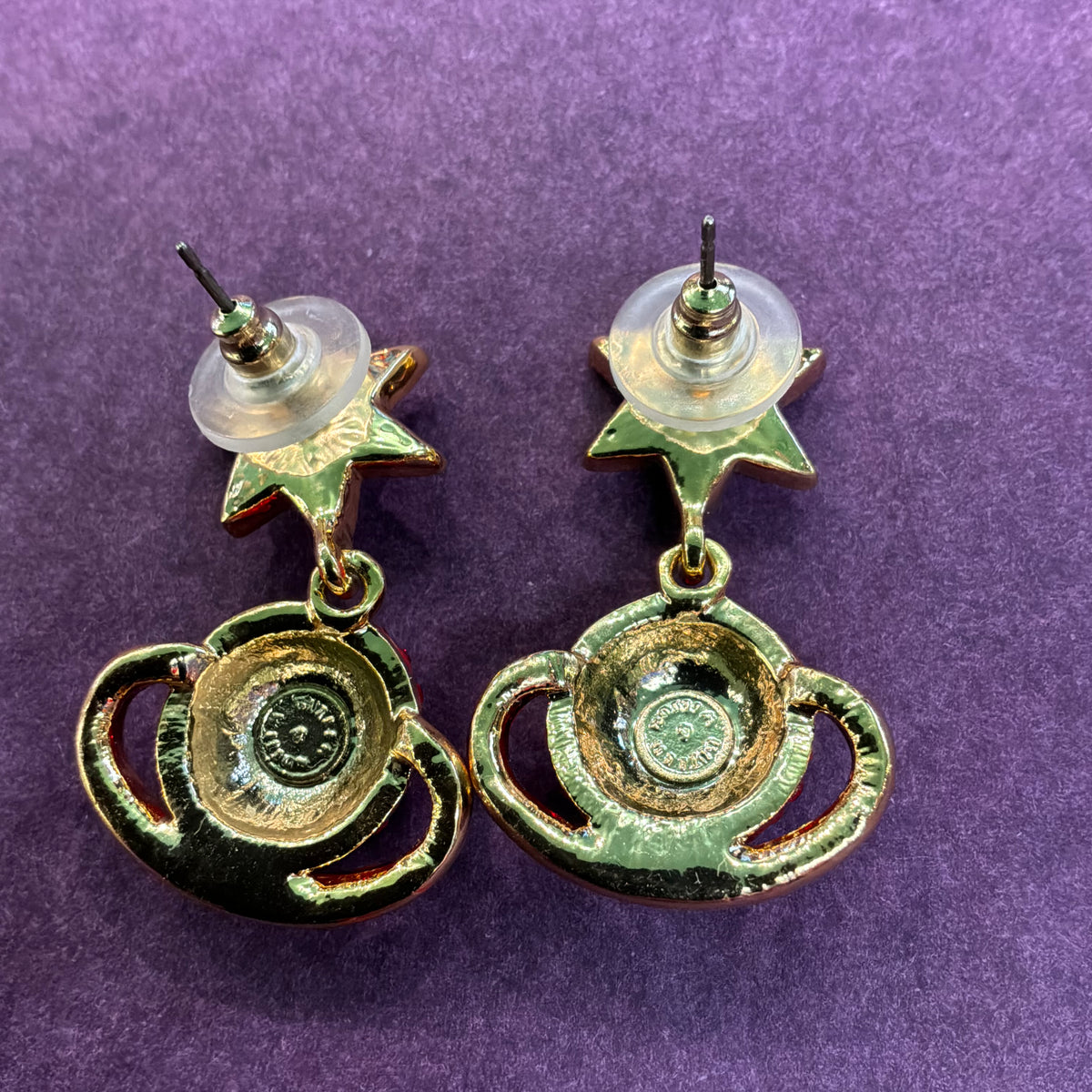 Vintage Butler and Wilson Celestial Drop Earrings, Ringed Planet and Star Dangle