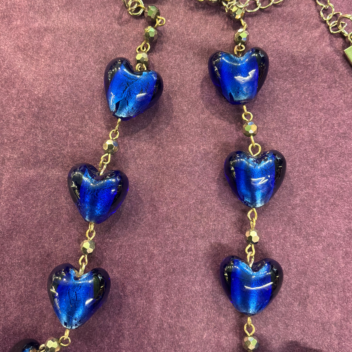 Vintage Butler and Wilson Blue Floral Glass Crystal Beaded Necklace