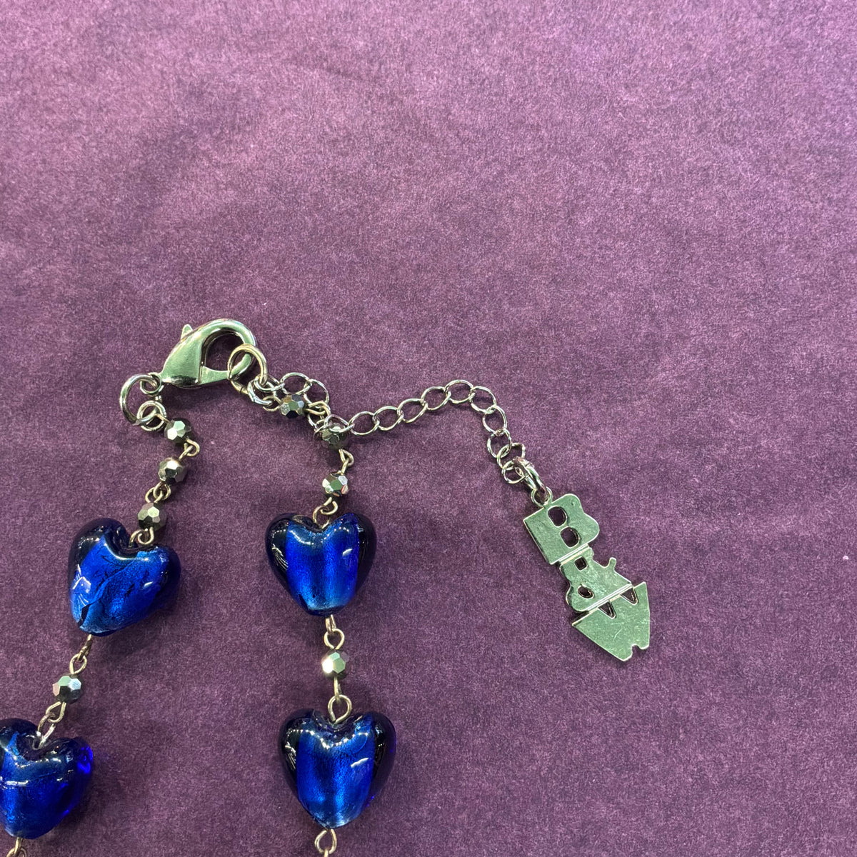 Vintage Butler and Wilson Blue Floral Glass Crystal Beaded Necklace
