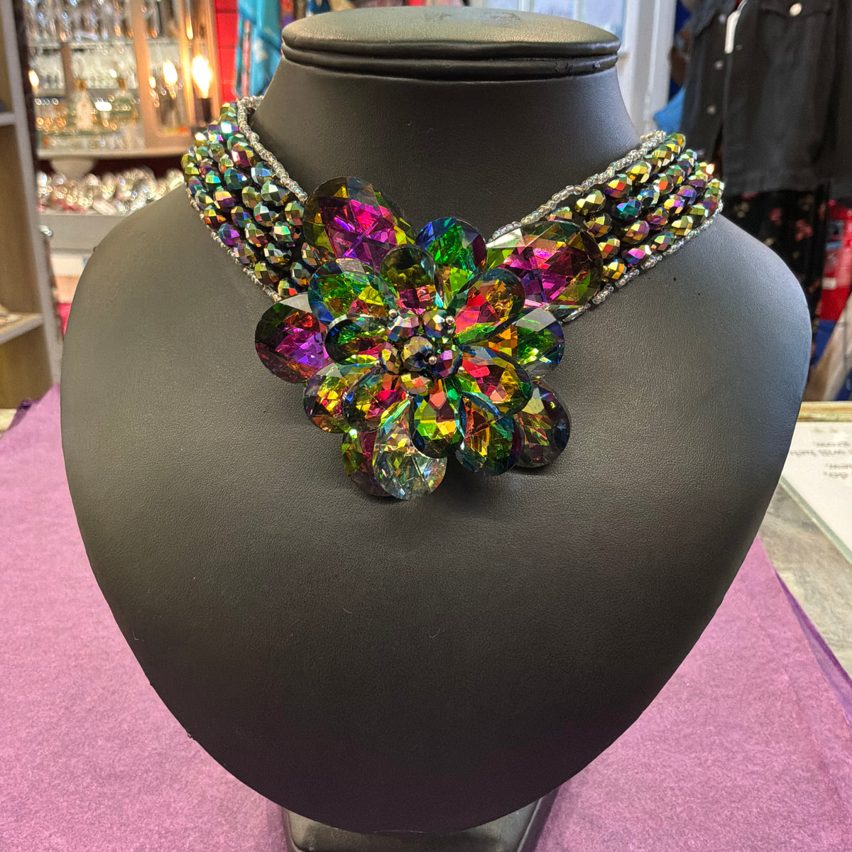 Vintage Butler and Wilson Statement Floral Crystal Necklace