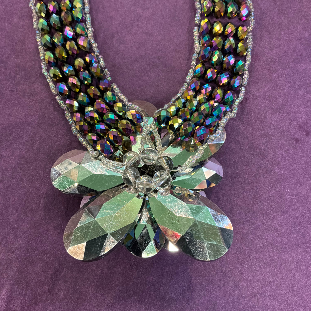 Vintage Butler and Wilson Statement Floral Crystal Necklace