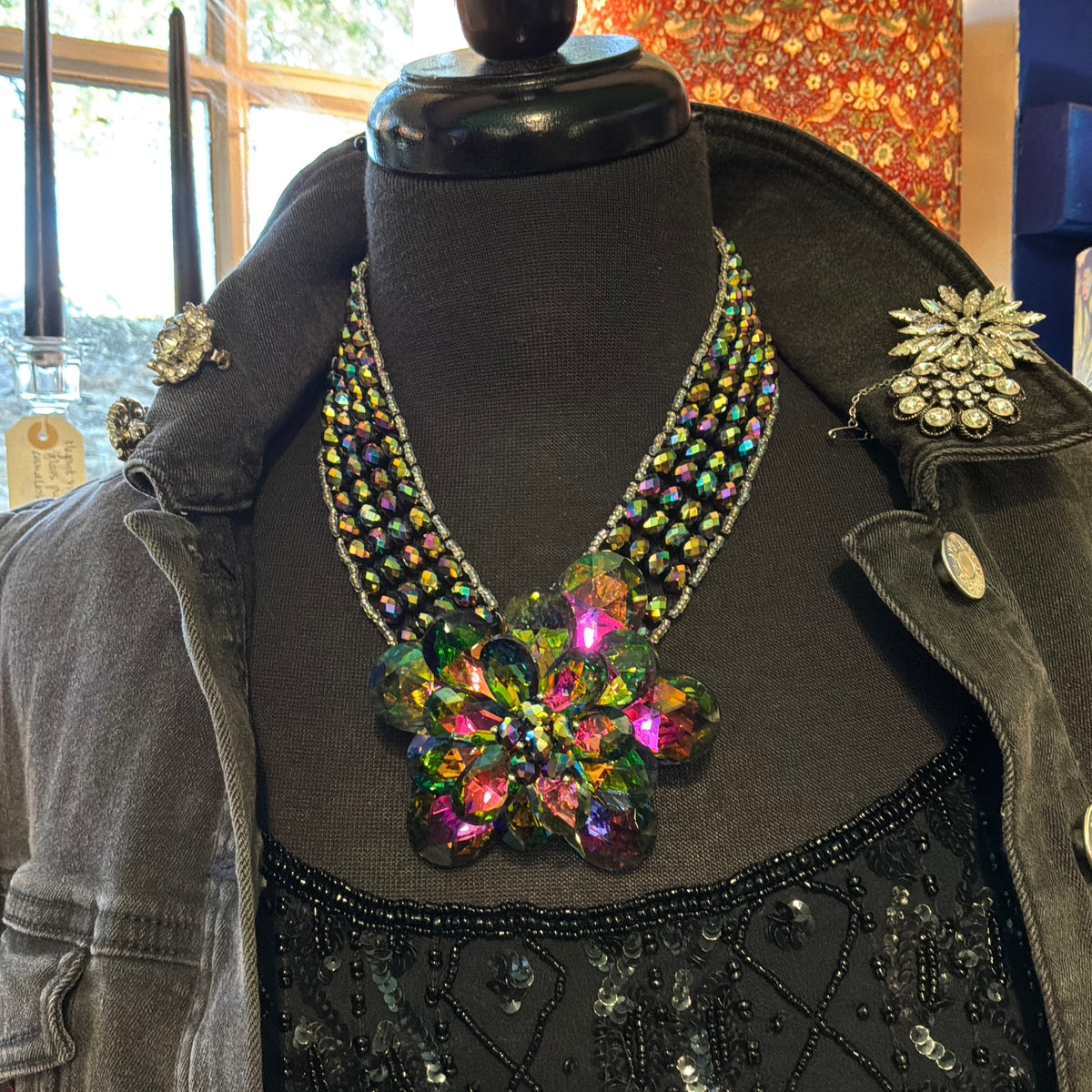 Vintage Butler and Wilson Statement Floral Crystal Necklace