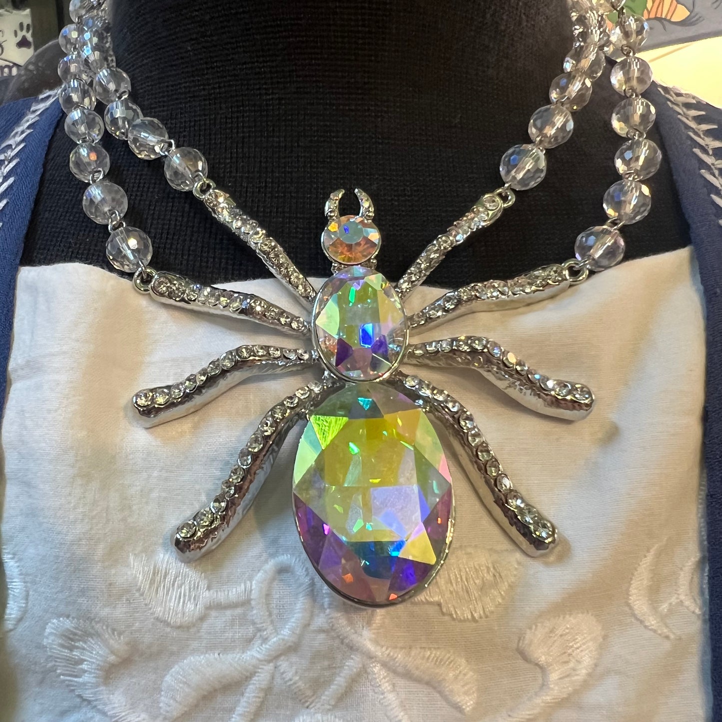 Vintage Butler and Wilson Crystal Spider Necklace - Statement Jewellery