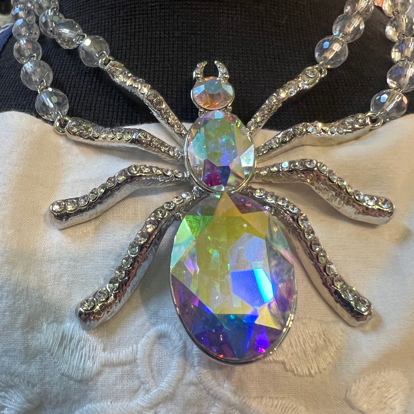 Vintage Butler and Wilson Crystal Spider Necklace - Statement Jewellery