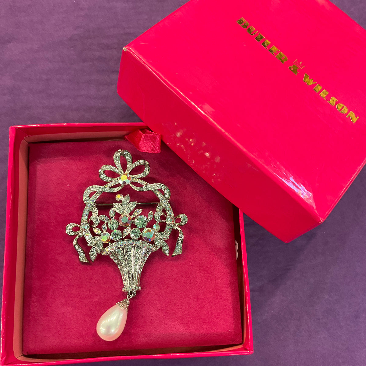 Vintage Butler and Wilson Large Floral Bouquet Crystal Brooch