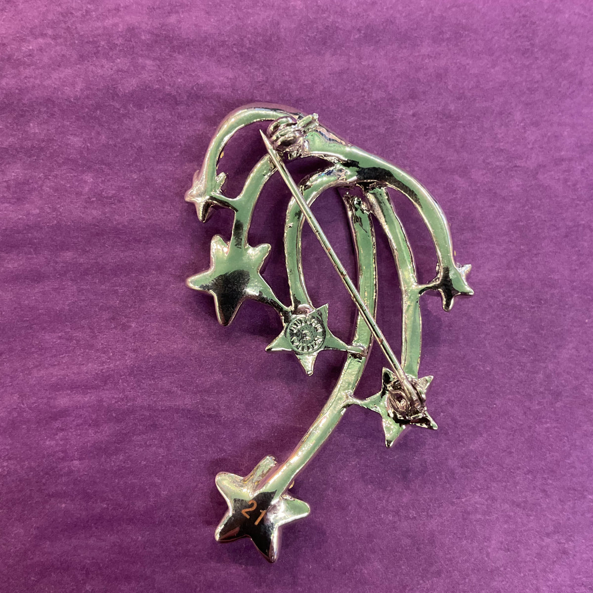 Vintage Butler and Wilson Silver and Rainbow Crystal Shooting Stars Brooch