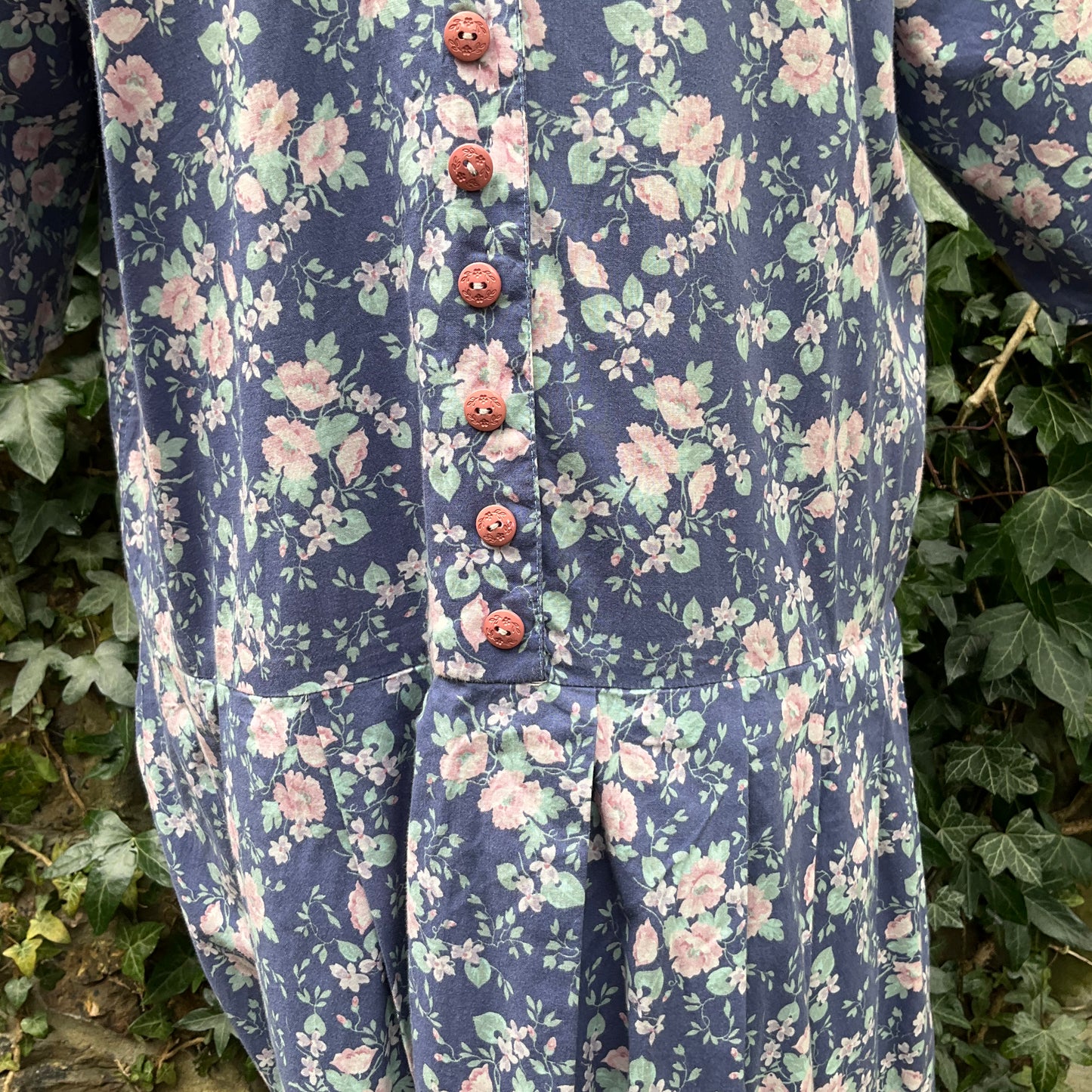 Vintage 1980s Handmade Liberty Tana Lawn Cotton tea dress, size 16/18.