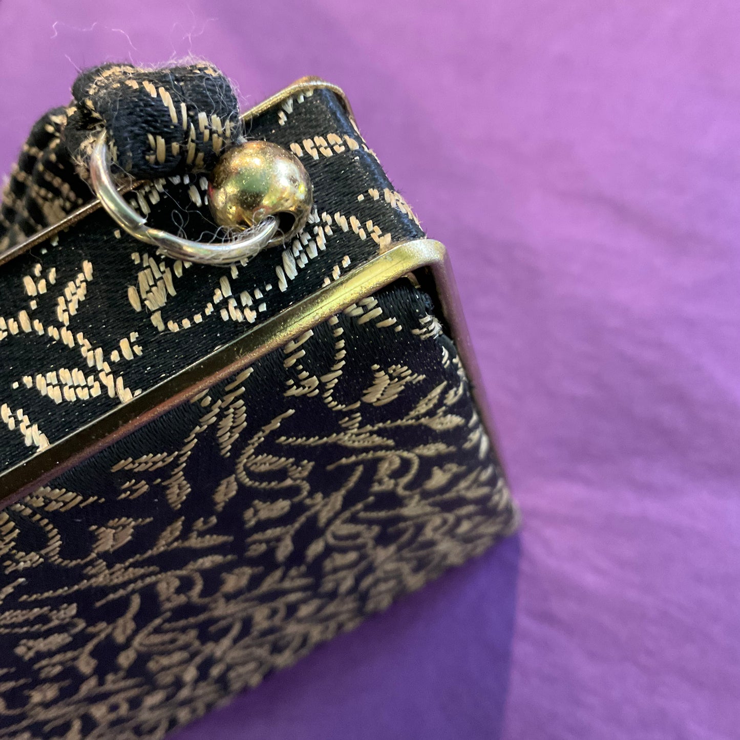 Vintage 1930/40s Black and Gold Brocade Boxy evening bag, wedding, prom, gift for her.