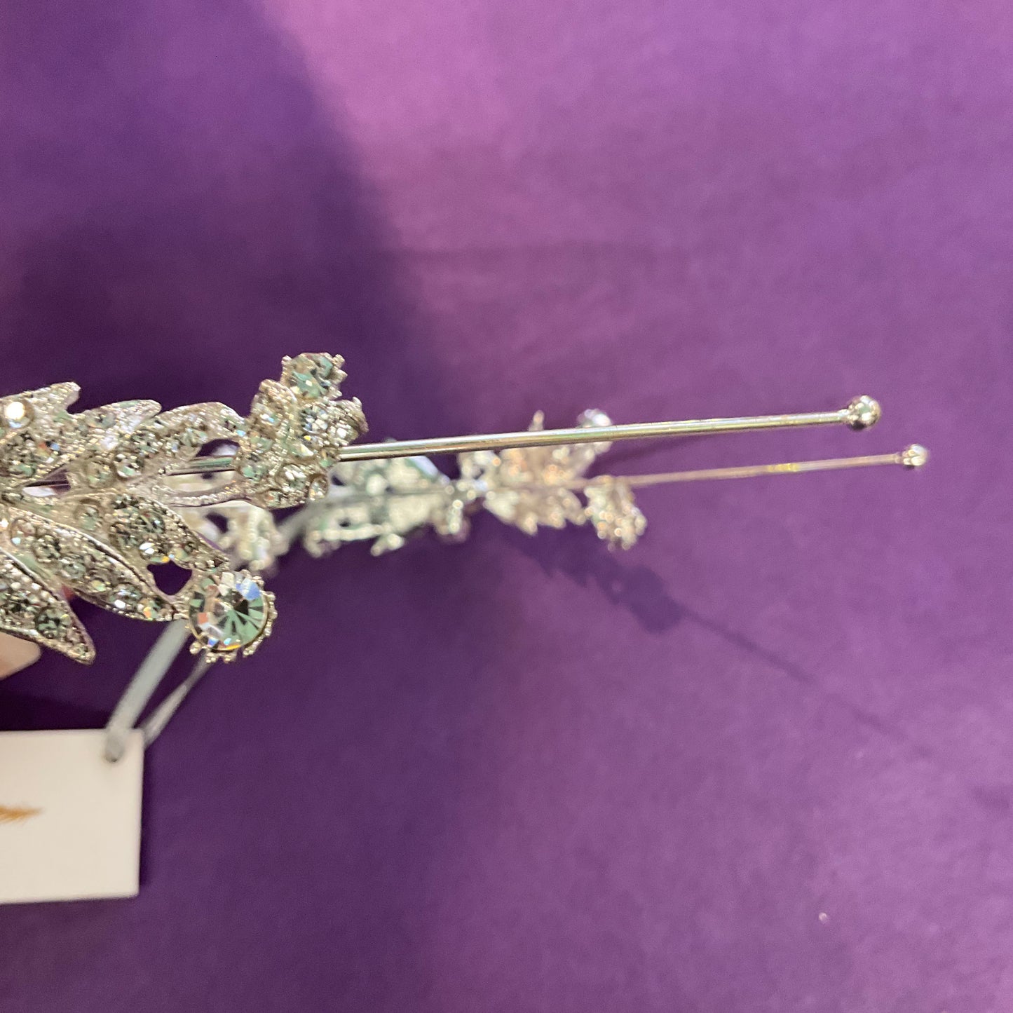 Vintage style Rosie Fox silver tone crystal flower hair band, New with tags, wedding, prom.