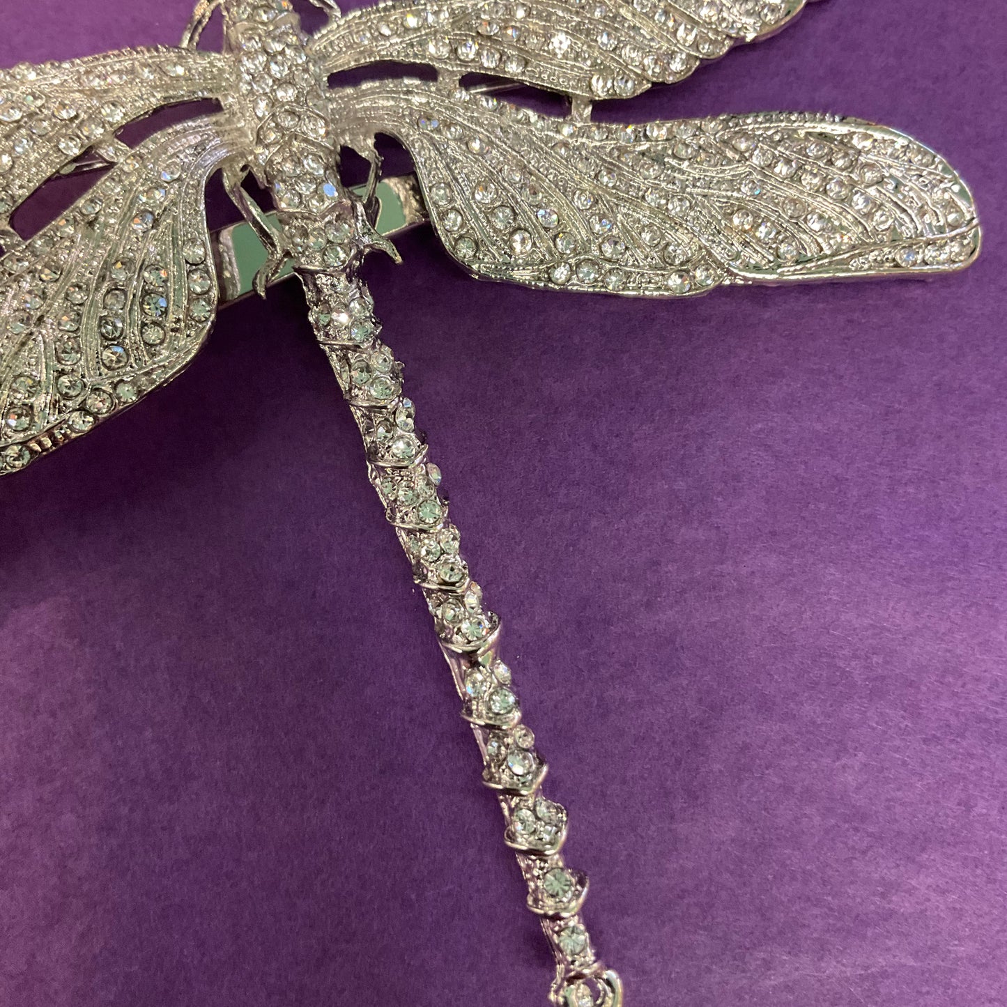 Vintage style oversized Rosie Fox silver crystal Dragonfly Hair clip or Brooch, new with tags, wedding, gift for her