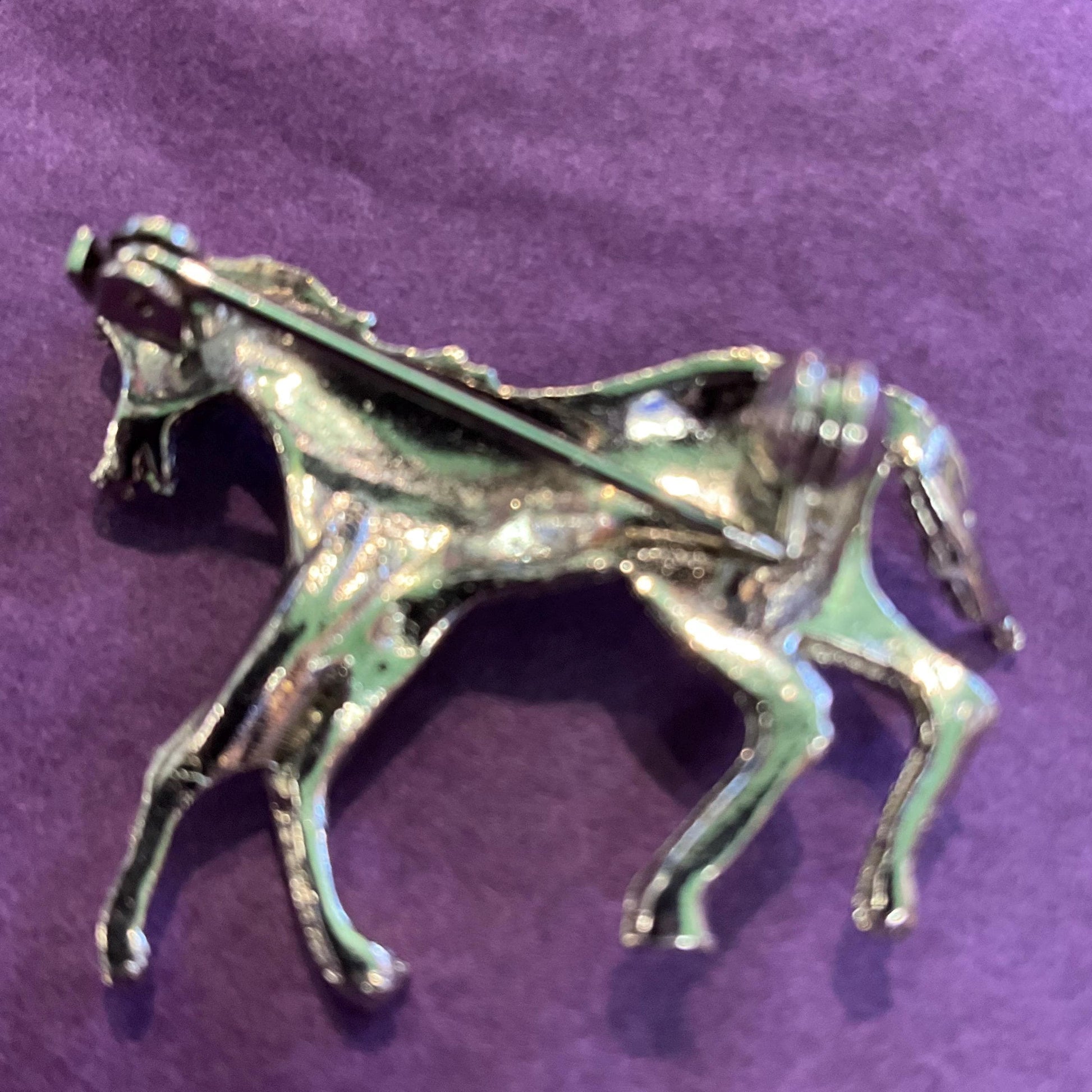 Vintage 1940s Silver Tone Marcasite Prancing Pony Brooch, Horse Lover Gift