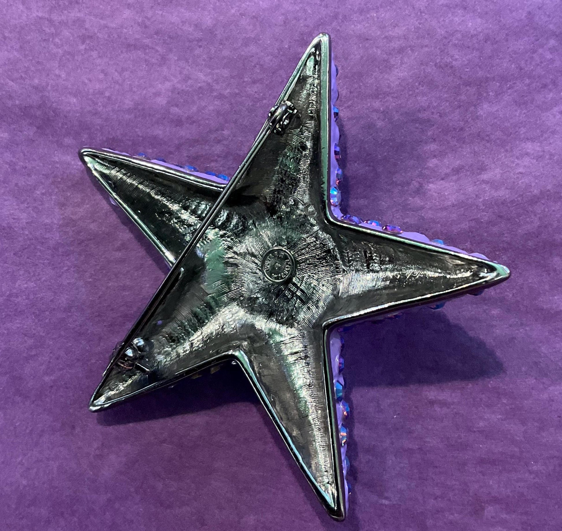 Vintage Butler and Wilson Large Purple Star Crystal Brooch, Purple and lilac Borealis Rhinestones, Signed as new