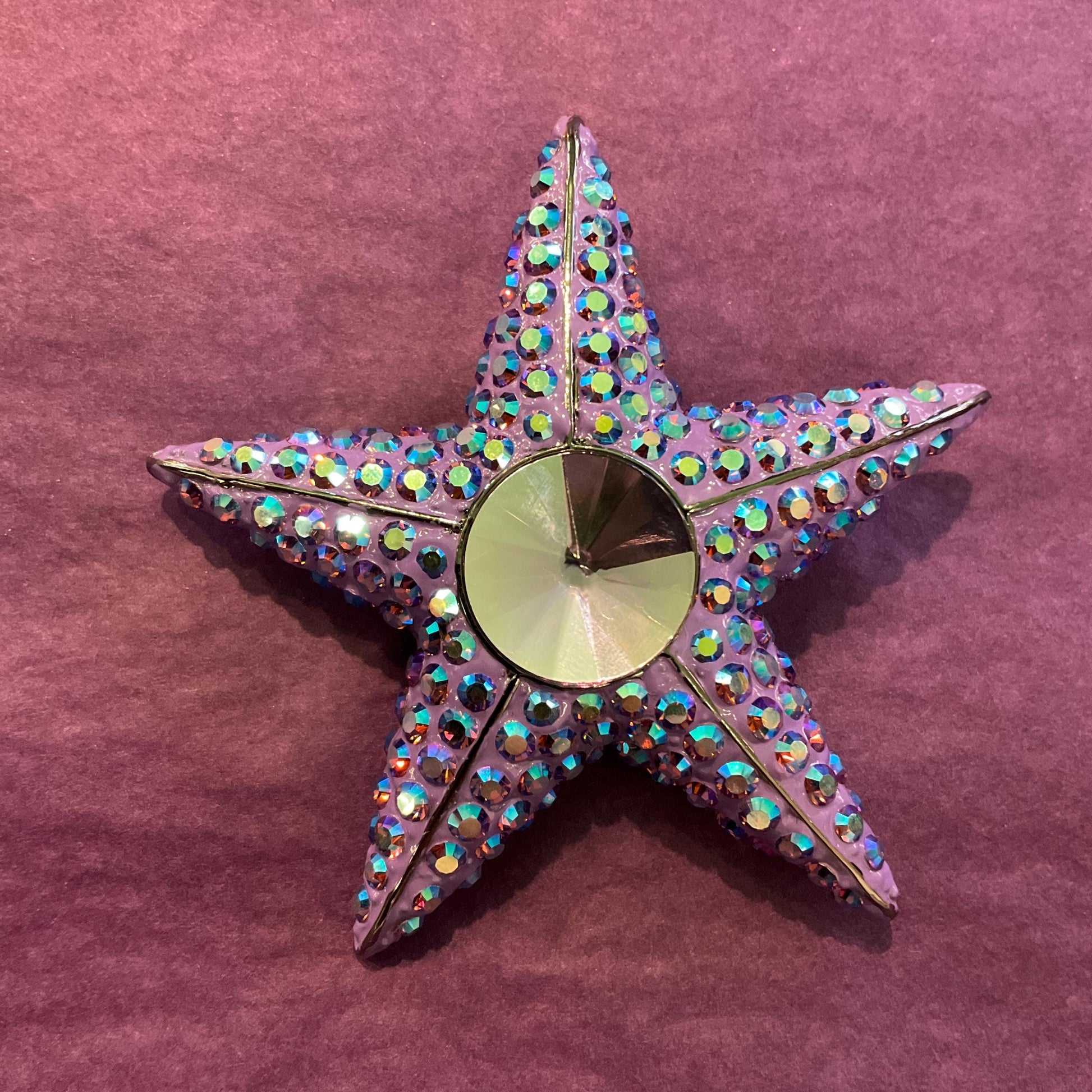 Vintage Butler and Wilson Large Purple Star Crystal Brooch, Purple and lilac Borealis Rhinestones, Signed as new