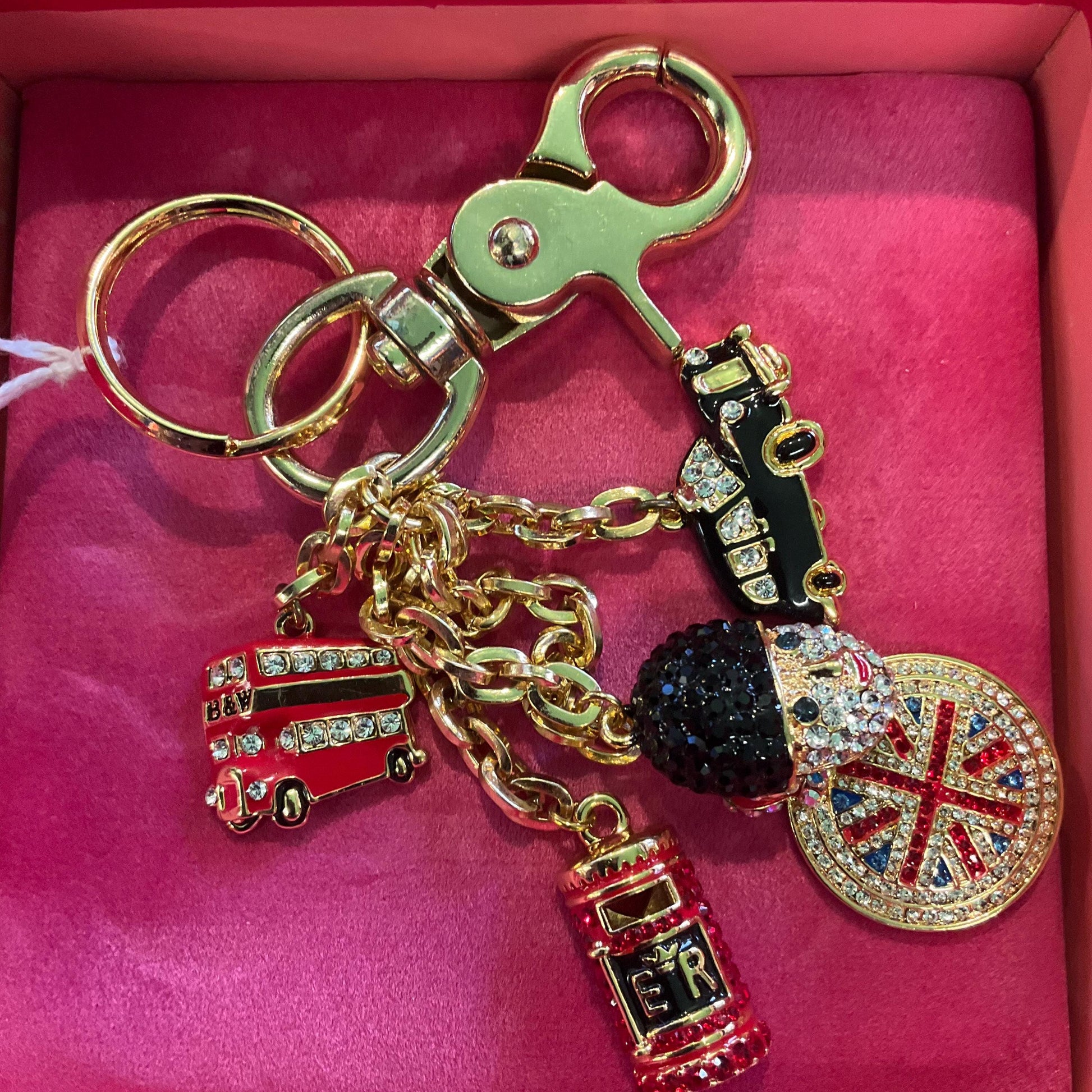 Vintage Butler And Wilson Crystal London Icons Handbag Charm/Key Ring, Gold Tone