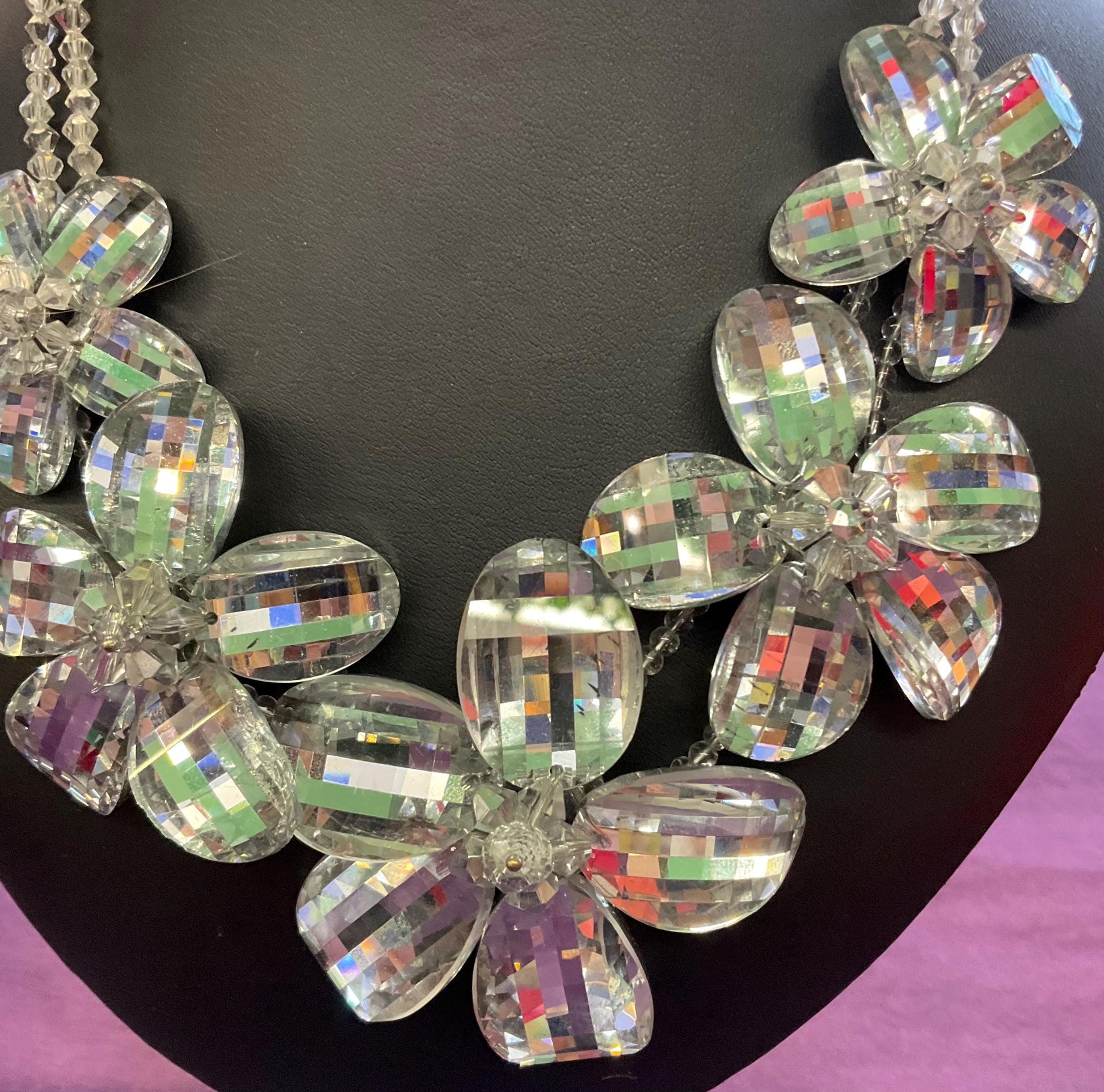 Vintage Butler And Wilson Statement Silver Crystal Floral Necklace And Bracelet Set, Wedding, Floral Event, Signed In Original Box