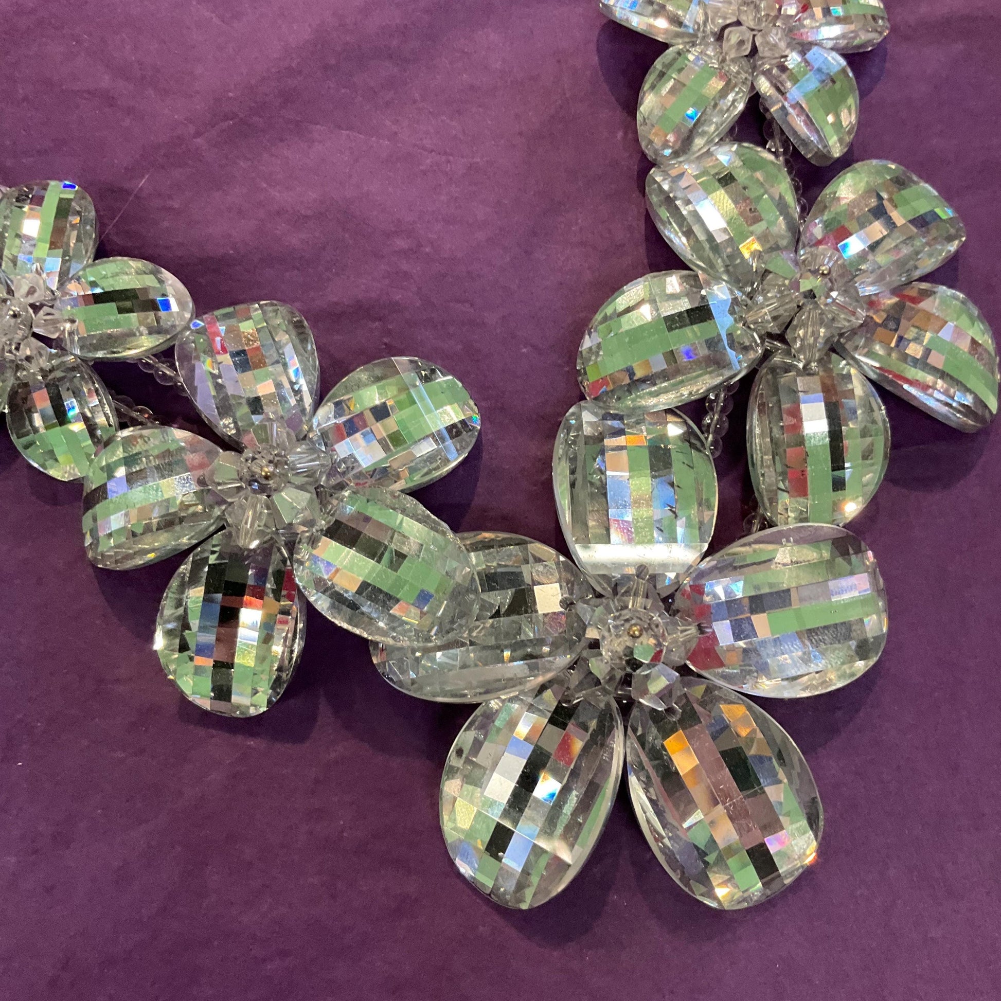 Vintage Butler And Wilson Statement Silver Crystal Floral Necklace And Bracelet Set, Wedding, Floral Event, Signed In Original Box