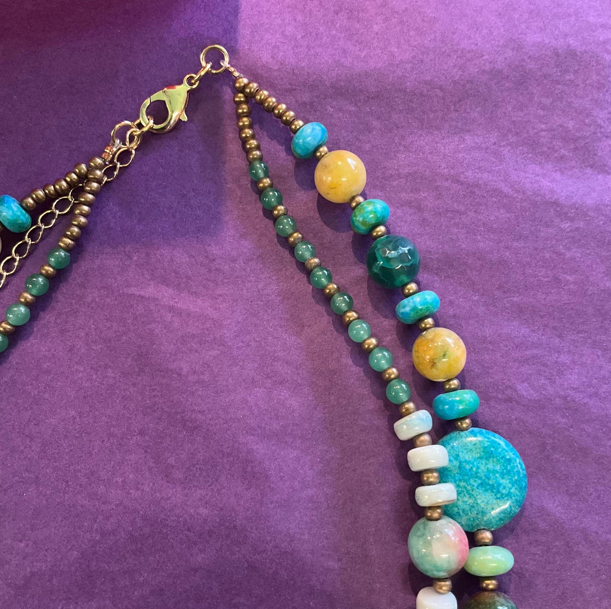 Vintage Butler And Wilson Statement Turquoise And Gemstone Necklace, Beads, Crystals And Agate, Signed In Original Box