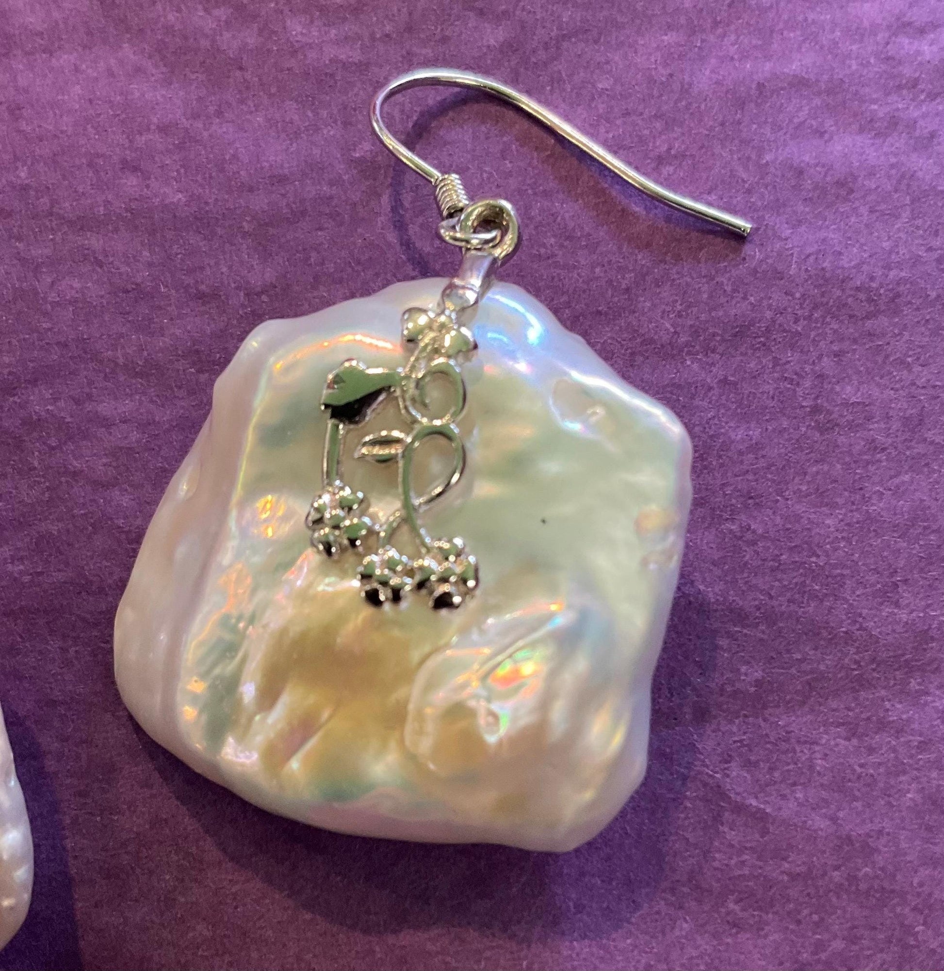 Vintage Sterling Silver And Pearl Floral Filigree Long Drop Earrings, Artisan Jeweller Made