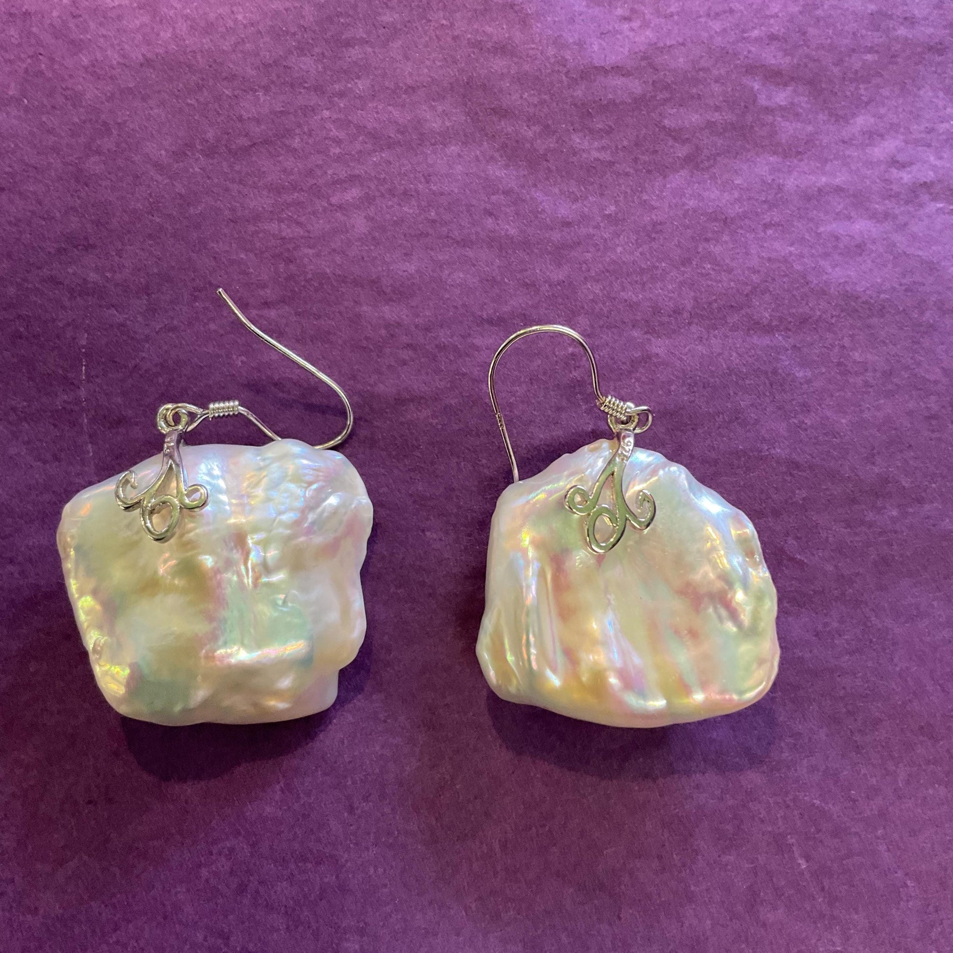 Vintage Sterling Silver And Pearl Floral Filigree Long Drop Earrings, Artisan Jeweller Made