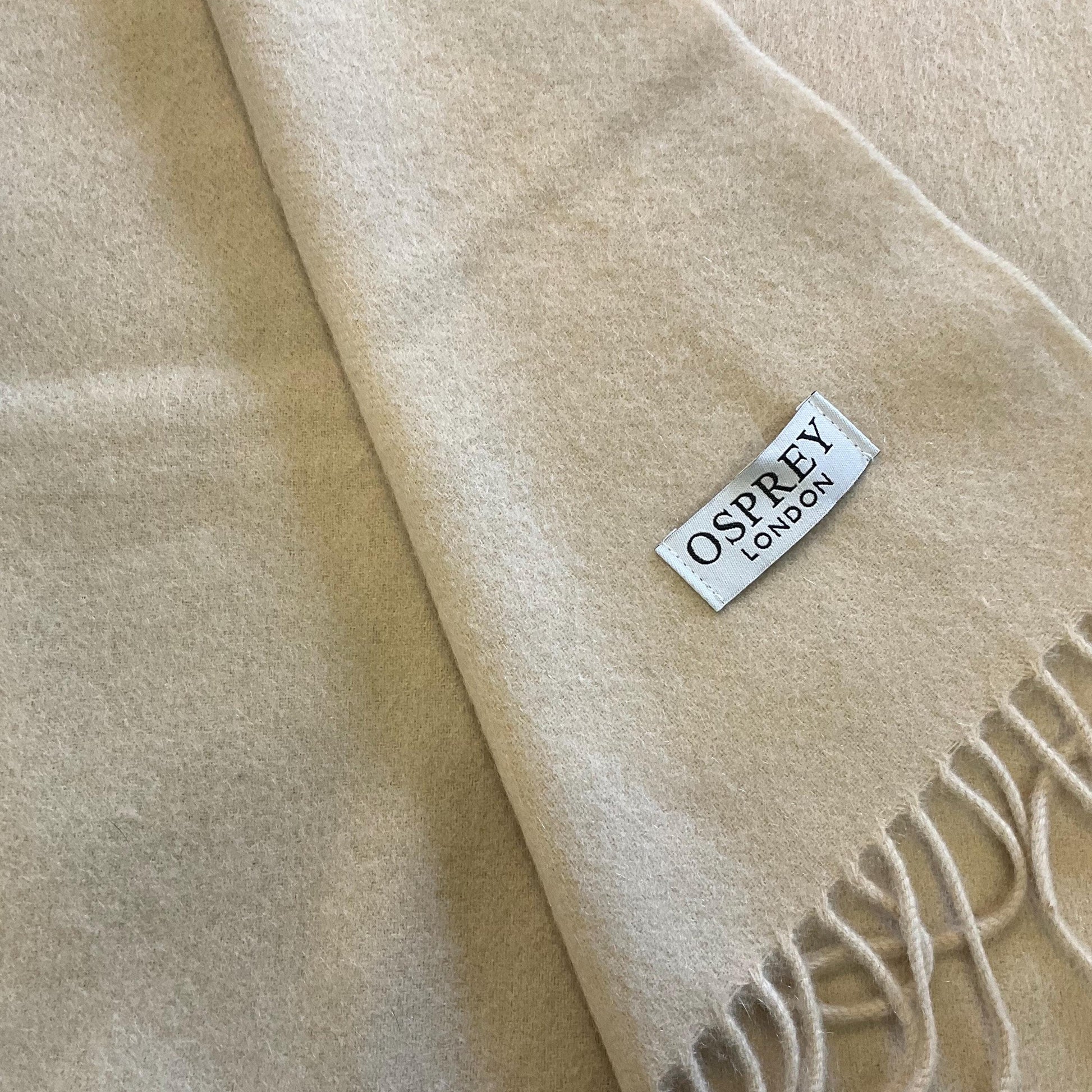 Vintage Pure Cashmere Cream Fringed Scarf by Osprey of London, Vintage Man, Fathers Day Gift.
