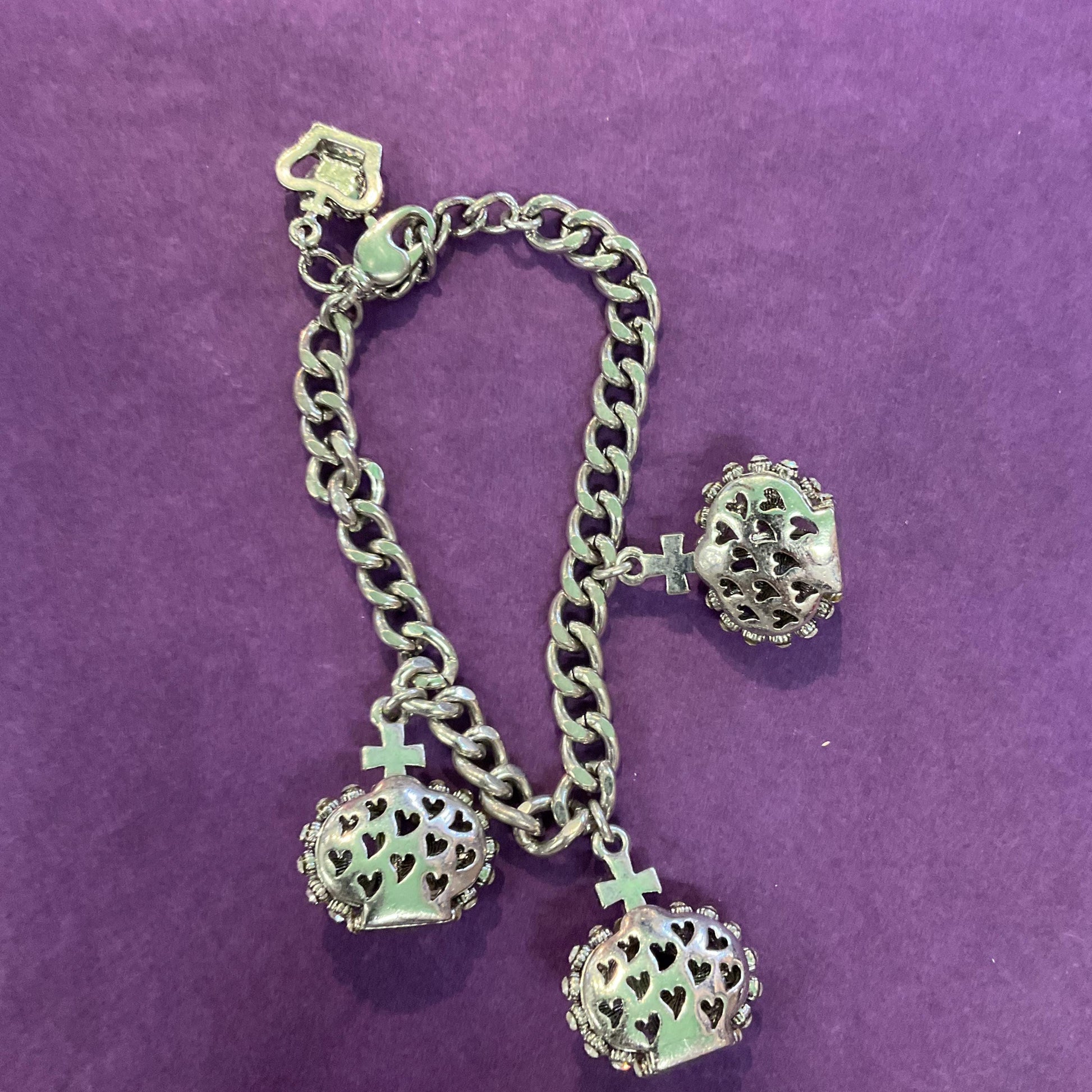 Vintage Butler and Wilson Silver Orb Statement Charm Bracelet, Signed as new , formal event , Sustainable Gift