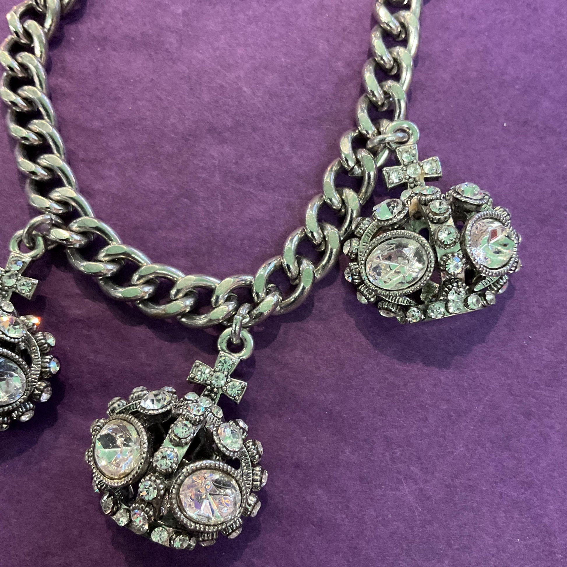Vintage Butler and Wilson Silver Orb Statement Charm Bracelet, Signed as new , formal event , Sustainable Gift