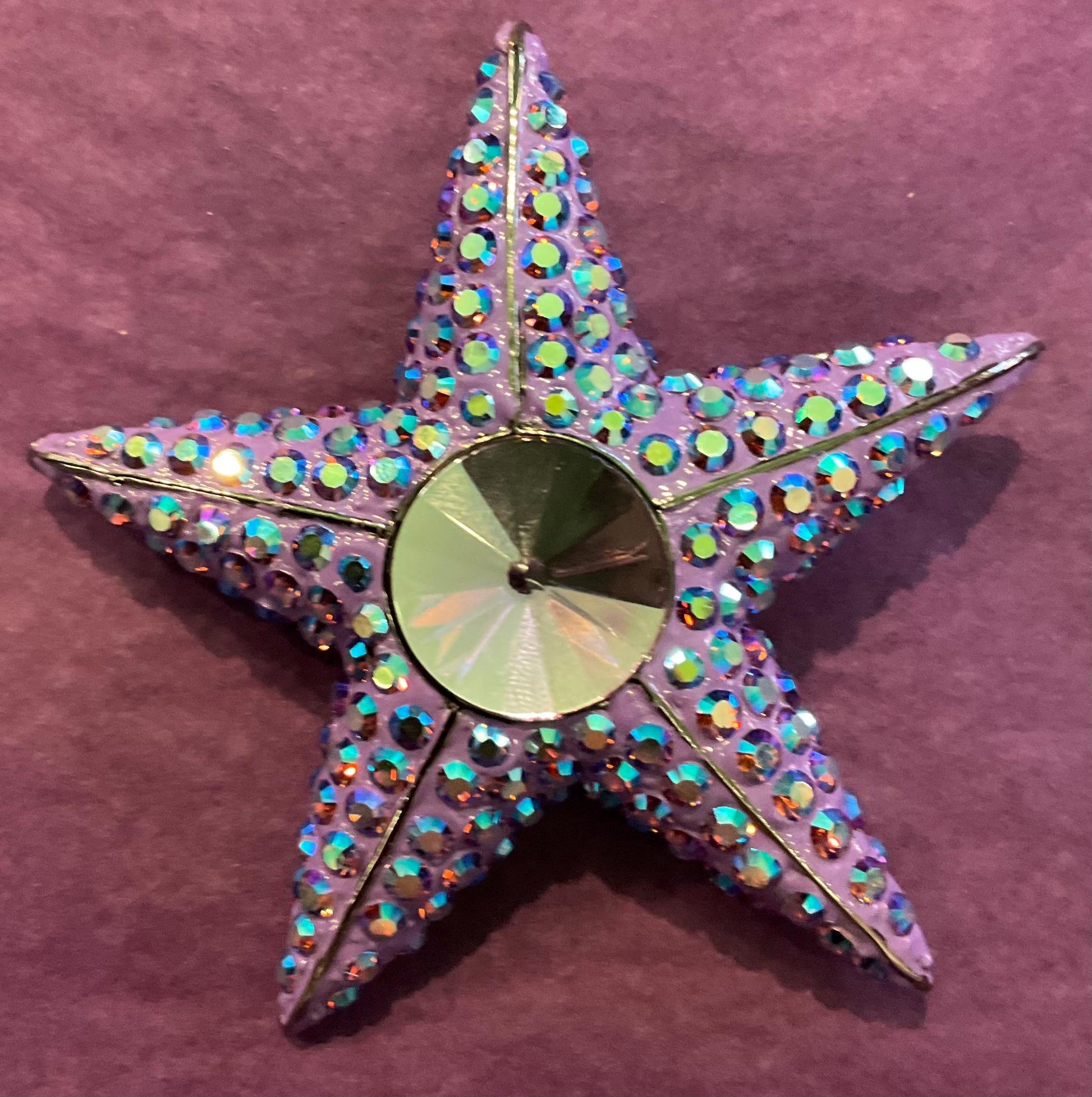 Vintage Butler and Wilson Large Purple Star Crystal Brooch, Purple and lilac Borealis Rhinestones, Signed as new