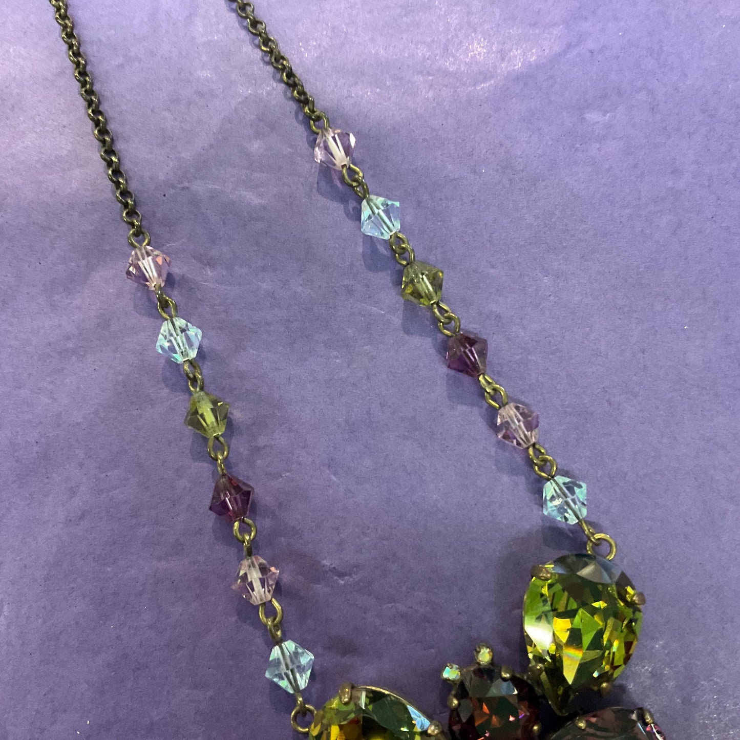 Vintage Butler and Wilson Crystal Butterfly Necklace: Bohemian Gold Tone, Signed in Box