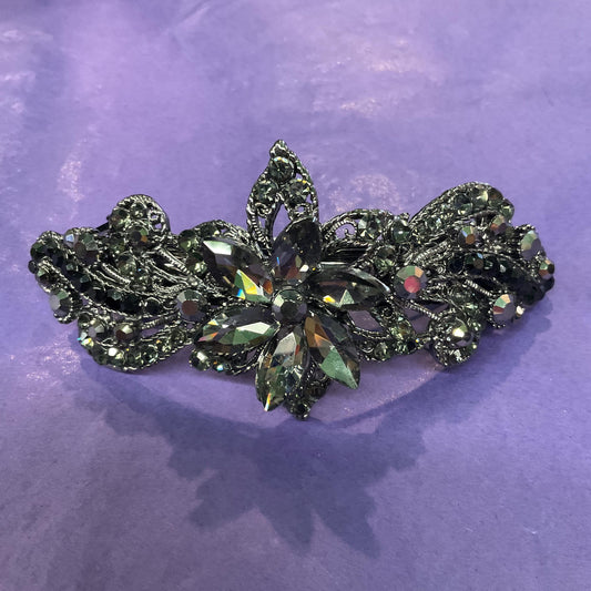 Vintage Art Deco Style Pewter Tone Lily Crystal Barette/ Hairclip by Rosie Fox, wedding and Bridal, New with tags