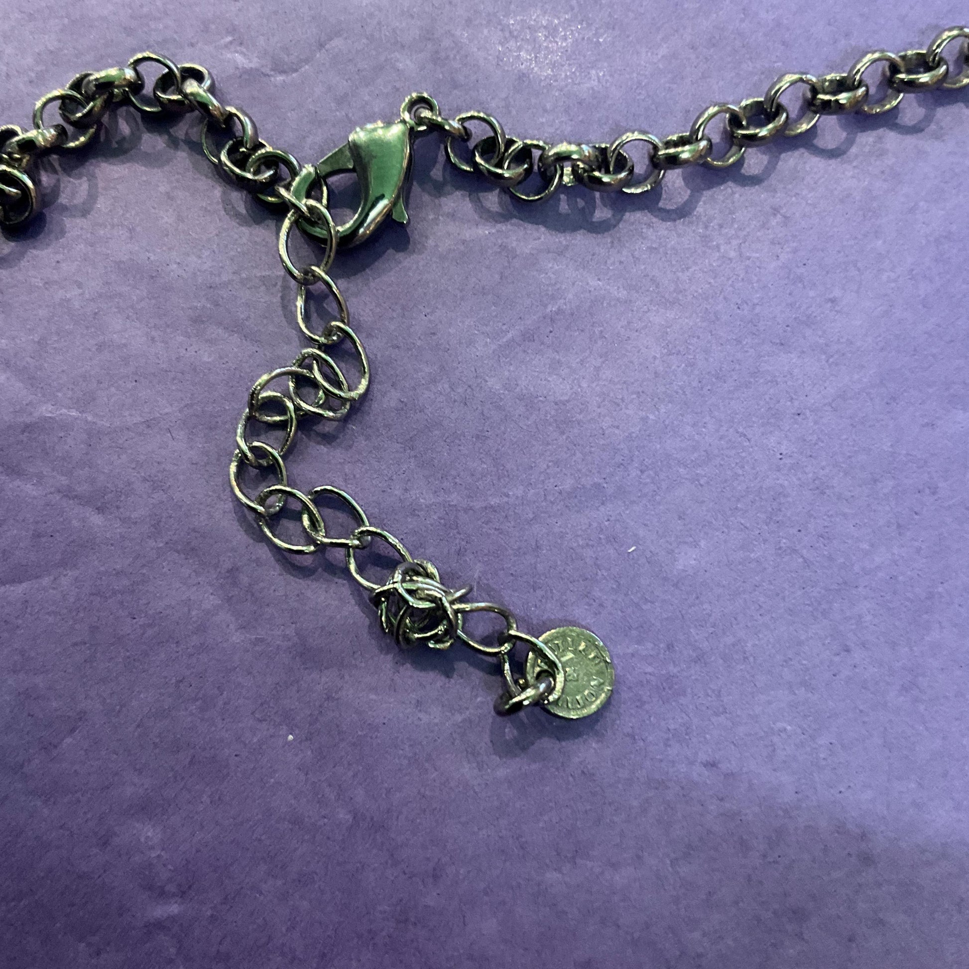 Vintage Butler and Wilson Large Pewter Tiger Fang Pendant , Pewter tone metal and crystals, Signed as new, Rock Chick, Steampunk