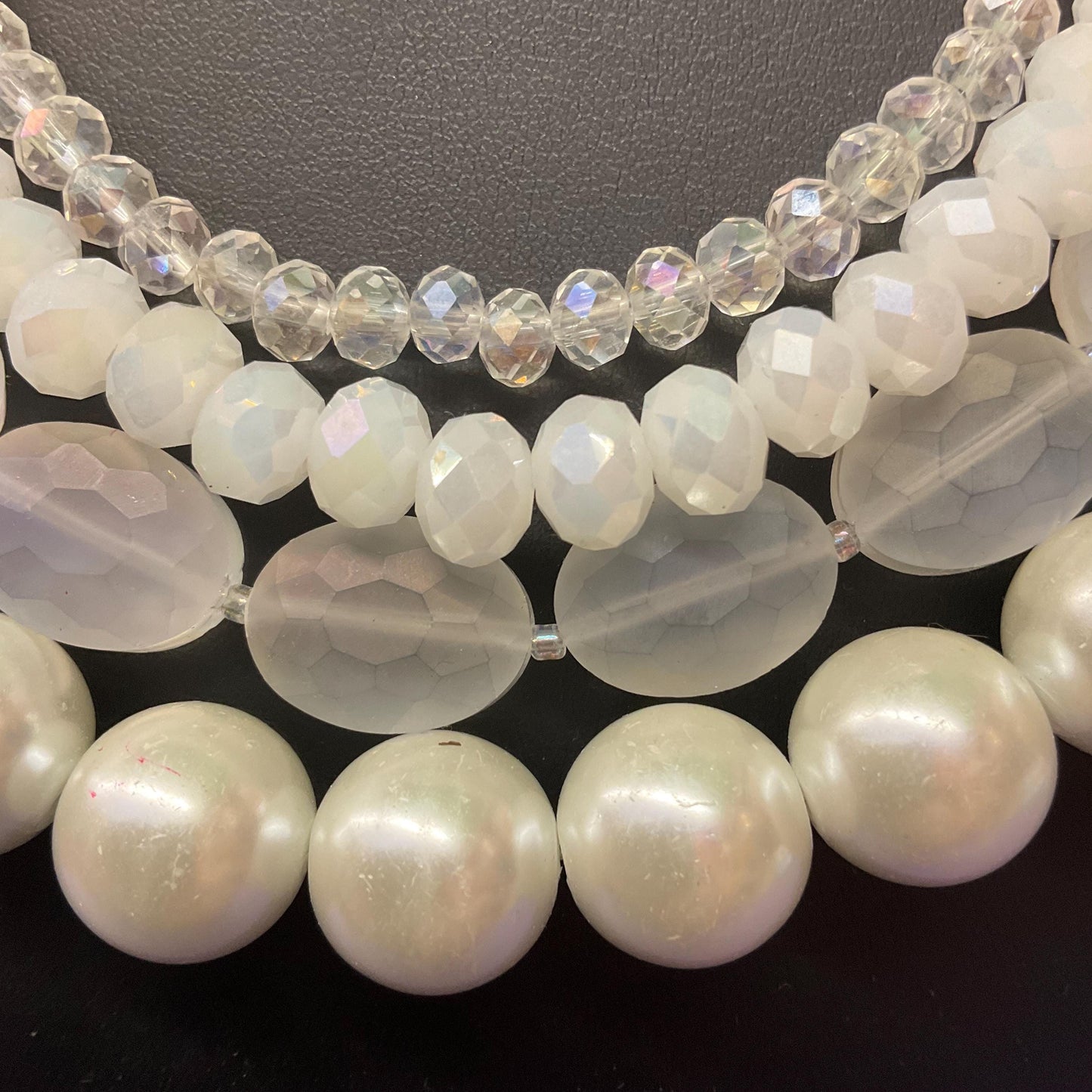 Vintage Butler and Wilson Multistrand White Crystal, Milk Glass and Faux Pearl Statement Necklace, Signed in original box, vintage wedding