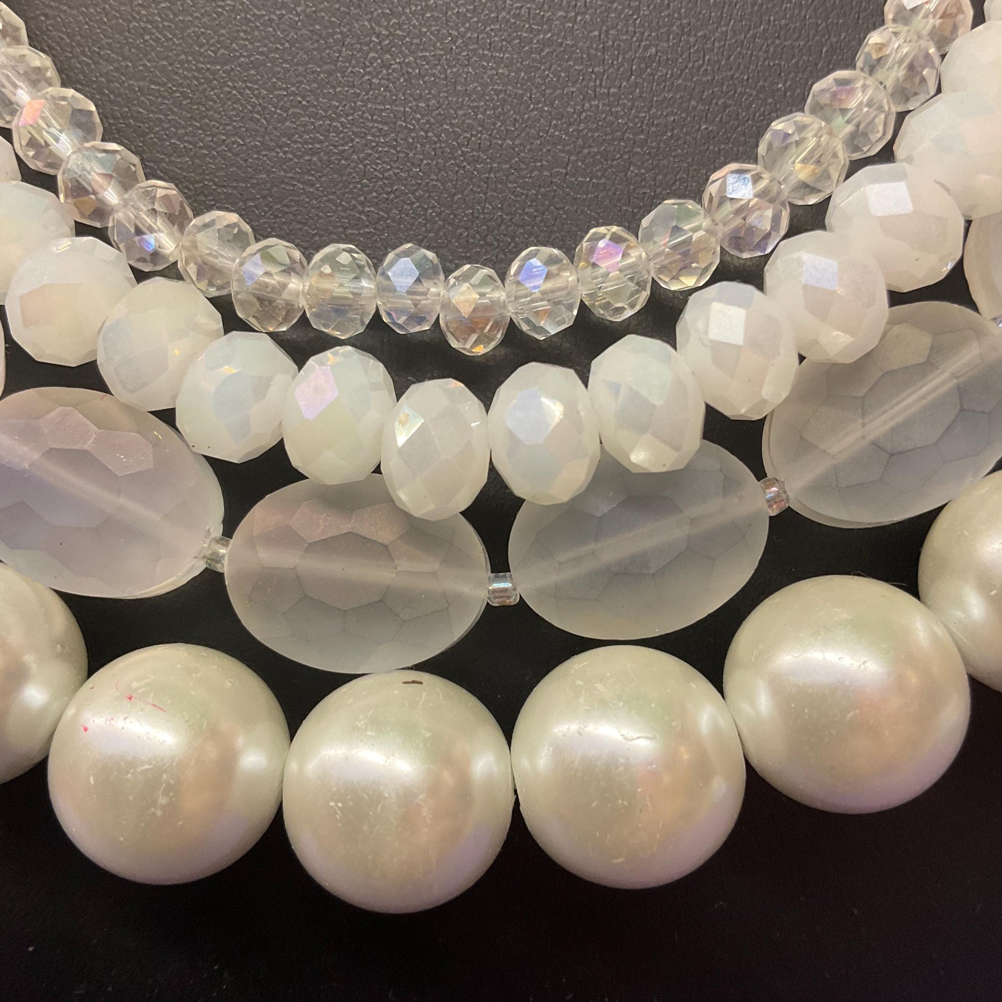 Vintage Butler and Wilson Multistrand White Crystal, Milk Glass and Faux Pearl Statement Necklace, Signed in original box, vintage wedding