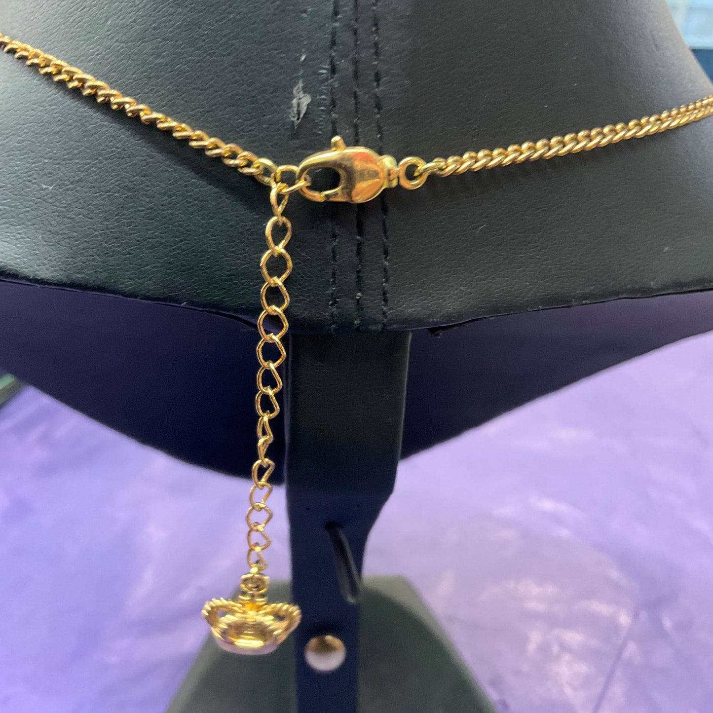 Vintage Butler and Wilson Crystal Blue Moon and Stars Necklace, Gold Tone Chain with Borealis Crystals, Signed in Original Box