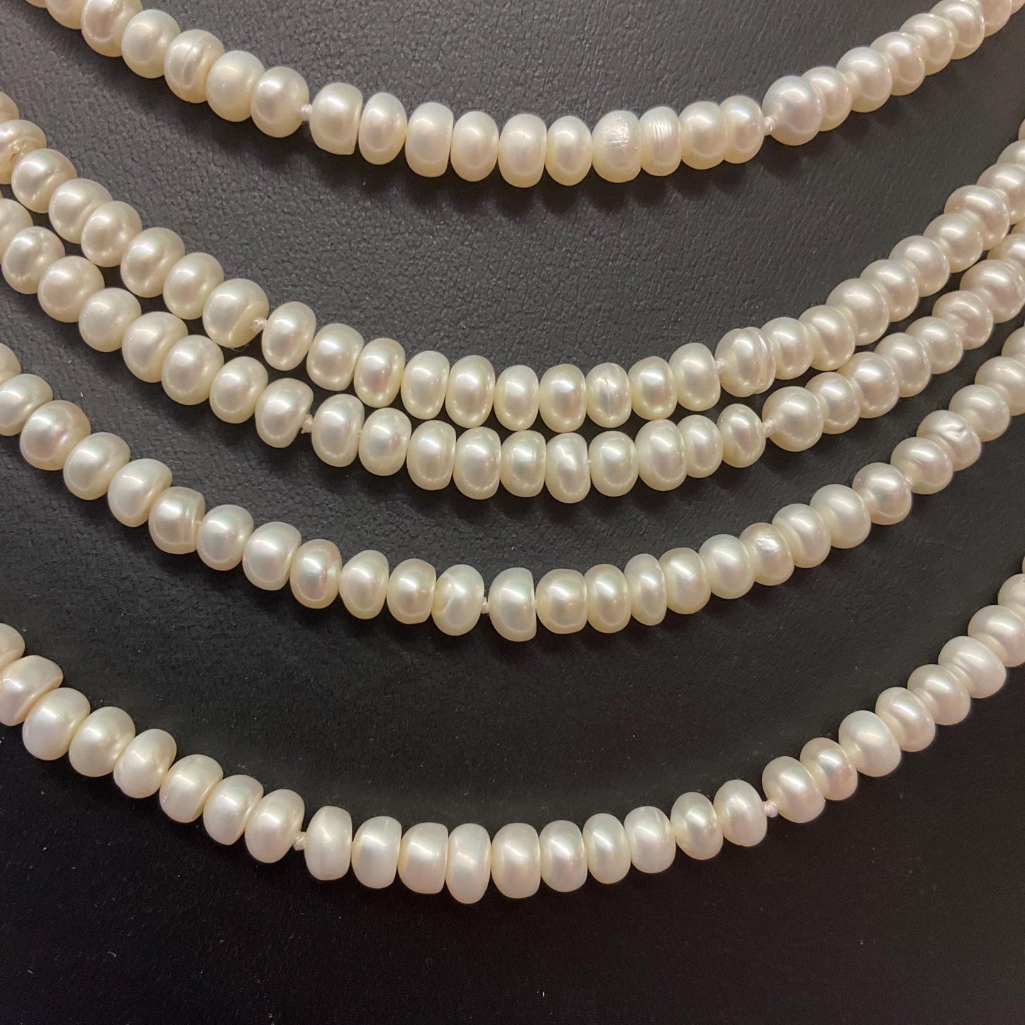 Vintage Flapper Length Ivory Fresh Water Pearl Beaded Necklace, Hand knotted, Ultra Long, Vintage Wedding, Summer Holiday