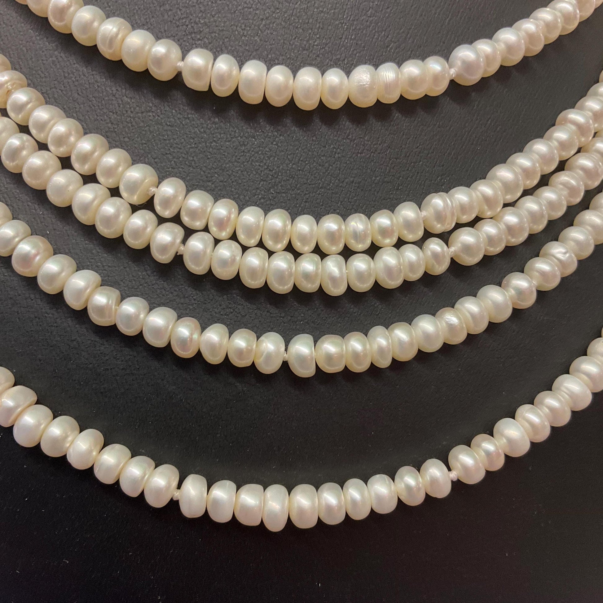 Vintage Flapper Length Ivory Fresh Water Pearl Beaded Necklace, Hand knotted, Ultra Long, Vintage Wedding, Summer Holiday