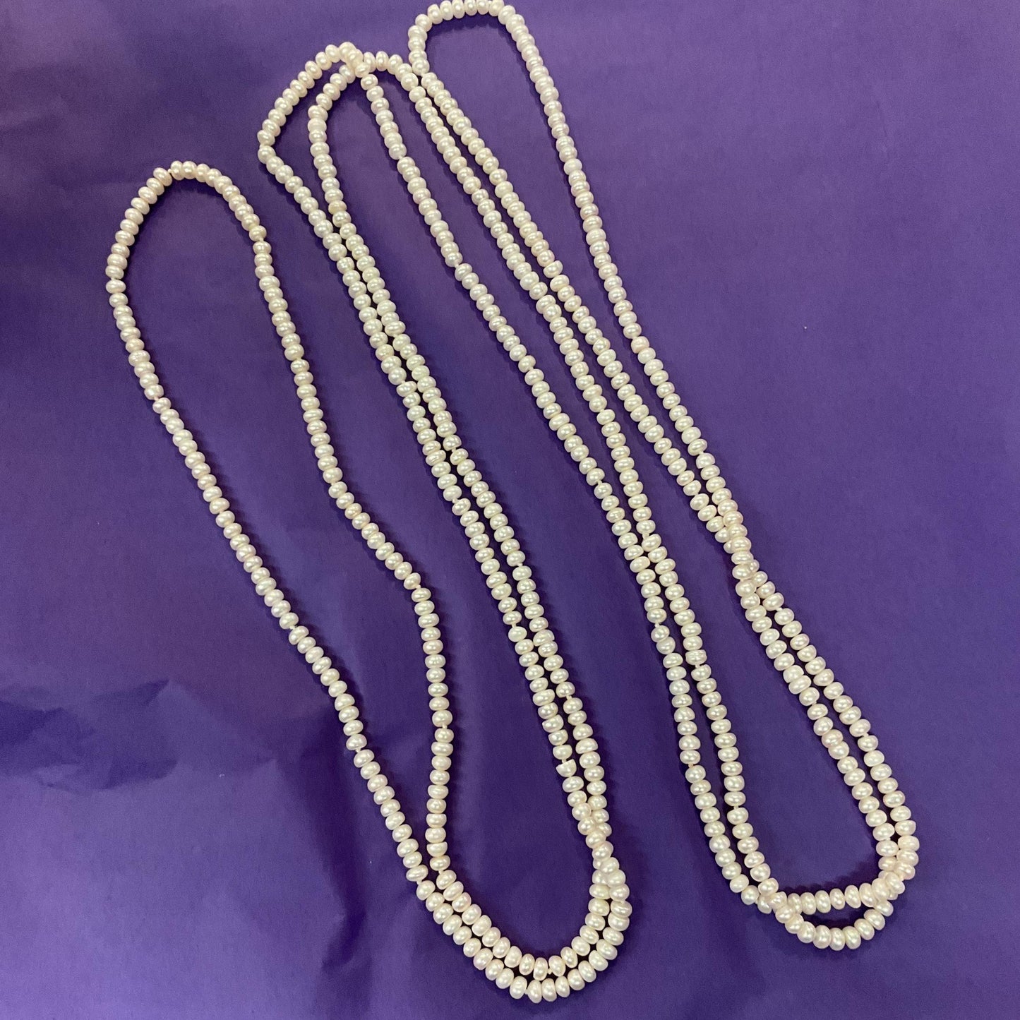 Vintage Flapper Length Ivory Fresh Water Pearl Beaded Necklace, Hand knotted, Ultra Long, Vintage Wedding, Summer Holiday