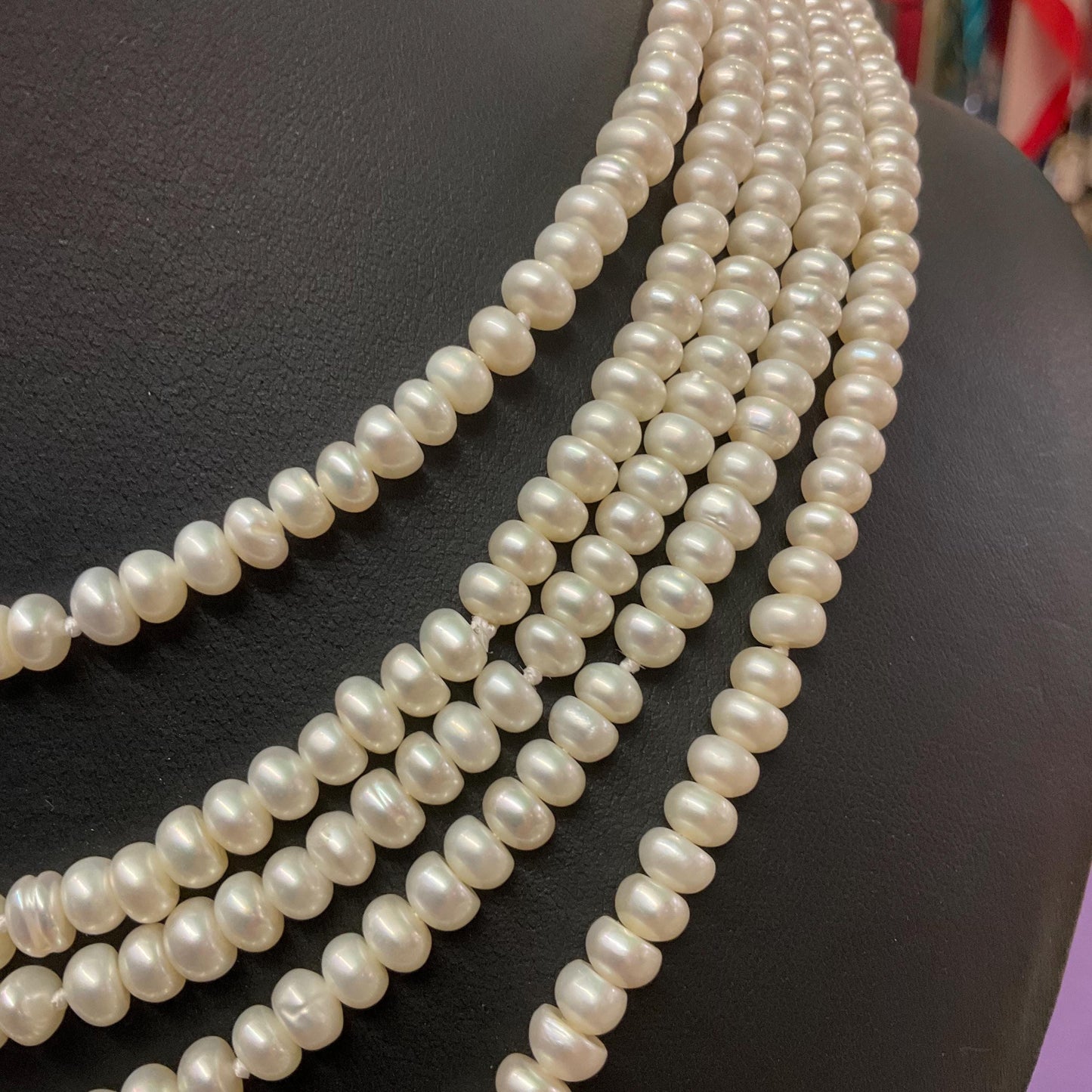 Vintage Flapper Length Ivory Fresh Water Pearl Beaded Necklace, Hand knotted, Ultra Long, Vintage Wedding, Summer Holiday
