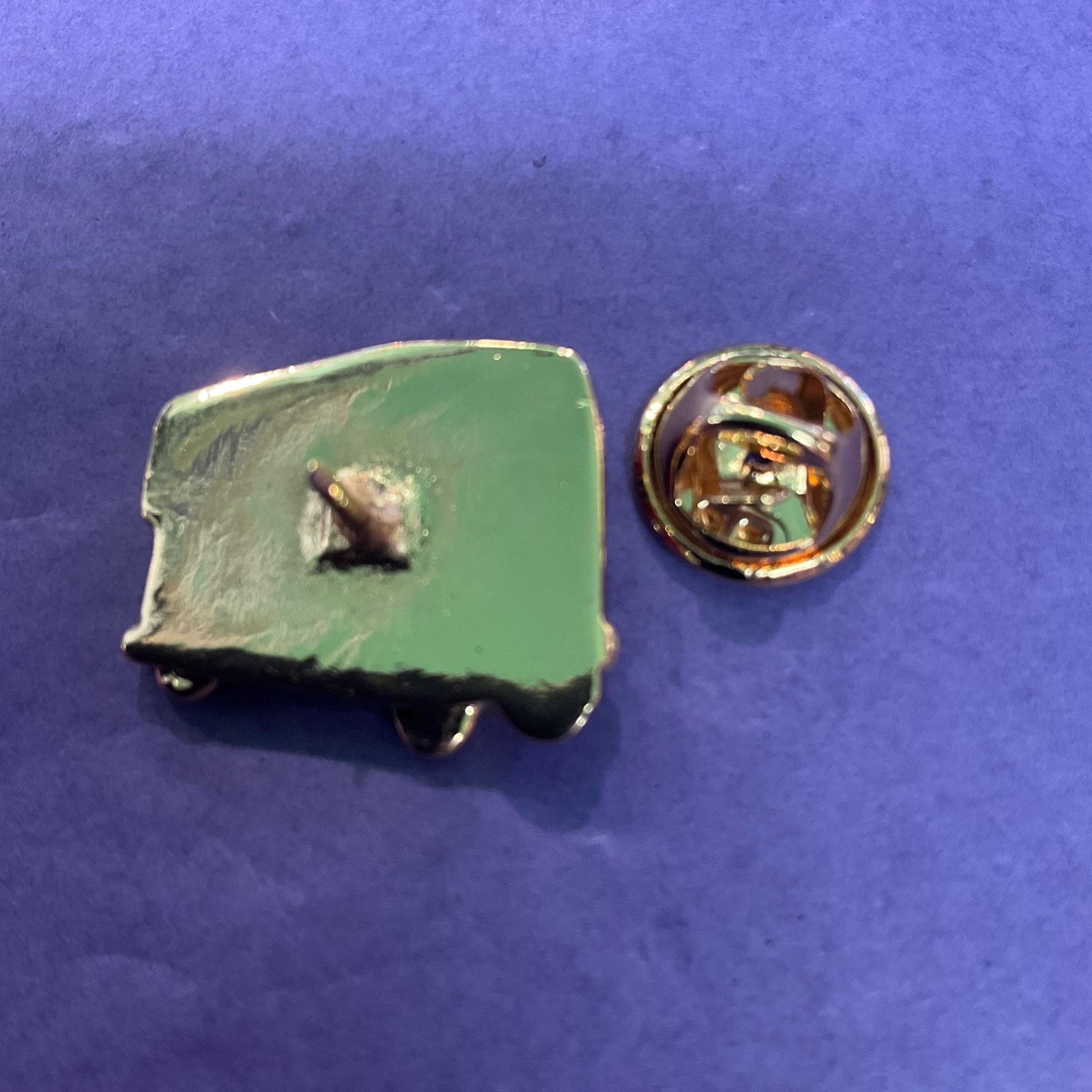 Vintage Butler and Wilson London Bus Lapel Pin, Gold Tone with Red Enamel and Silver Crystals, Signed as new, Vintage Man