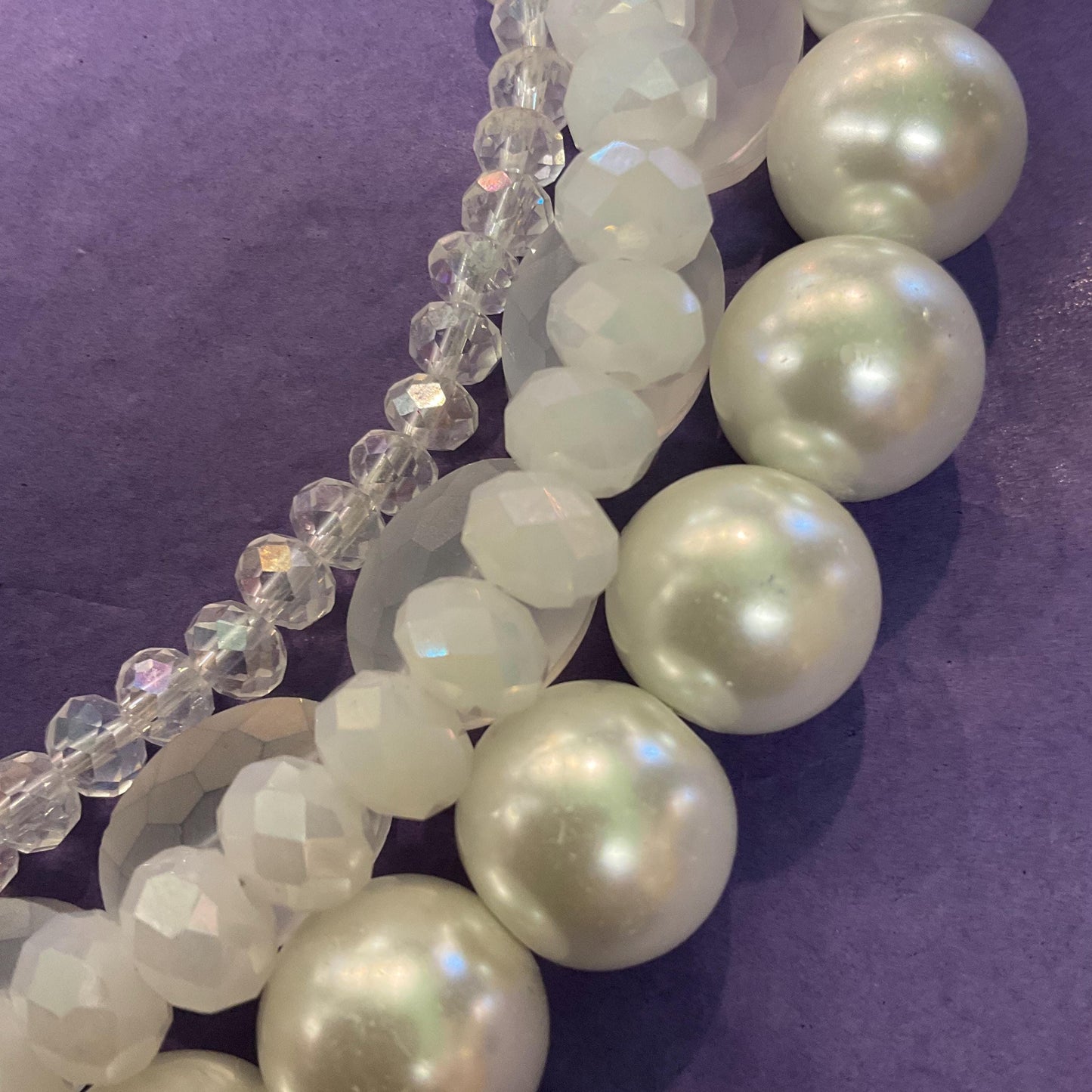 Vintage Butler and Wilson Multistrand White Crystal, Milk Glass and Faux Pearl Statement Necklace, Signed in original box, vintage wedding