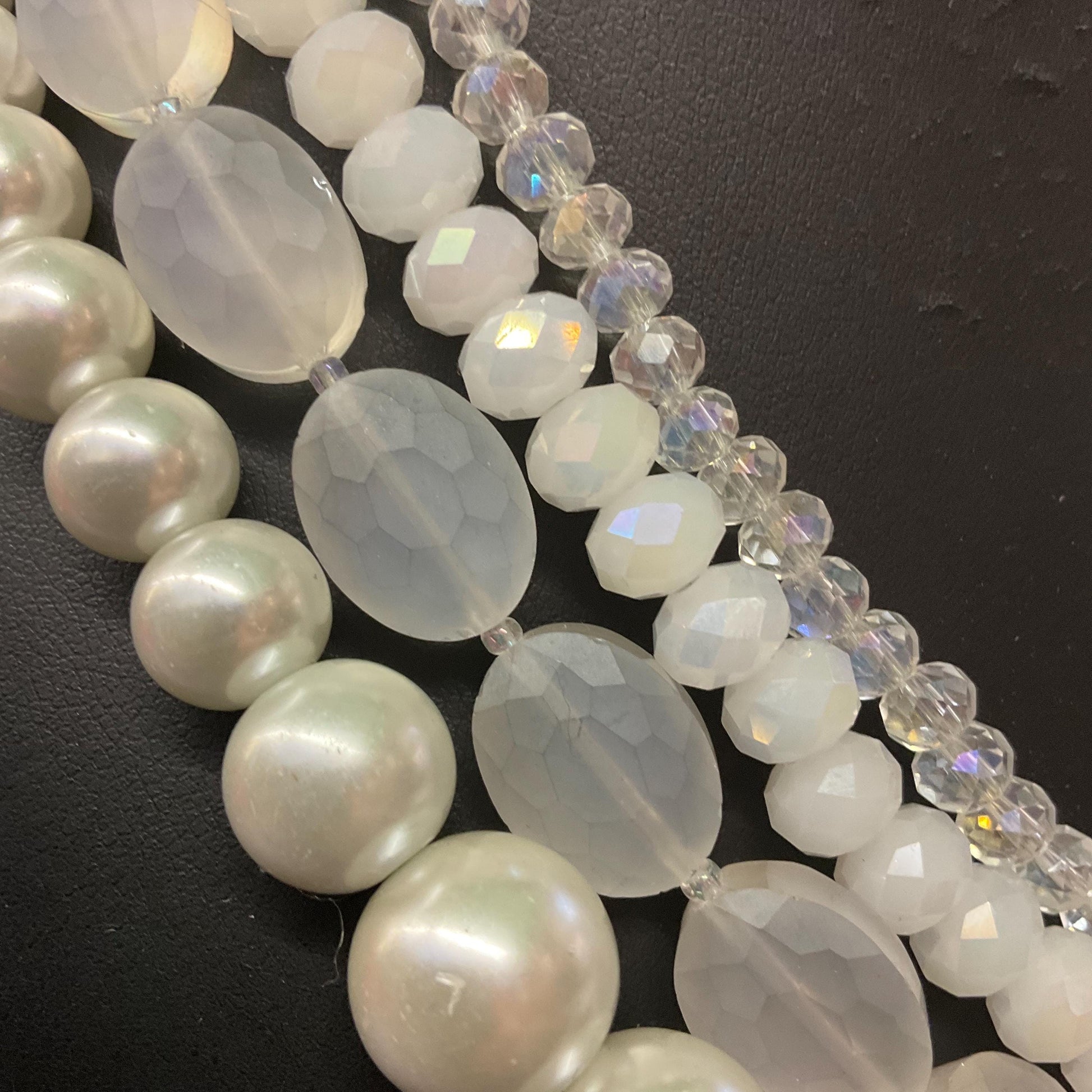 Vintage Butler and Wilson Multistrand White Crystal, Milk Glass and Faux Pearl Statement Necklace, Signed in original box, vintage wedding